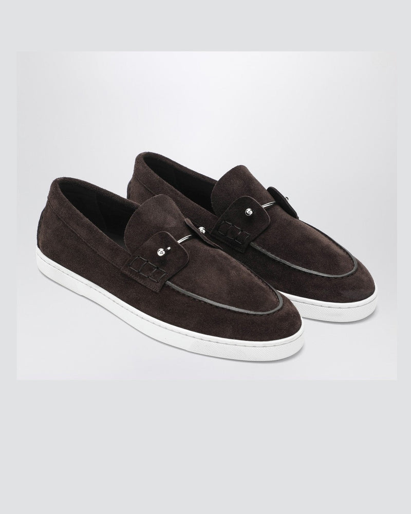 Christian Louboutin Suede Chambeliboat Loafers in Coffee Coloured Glam Steals