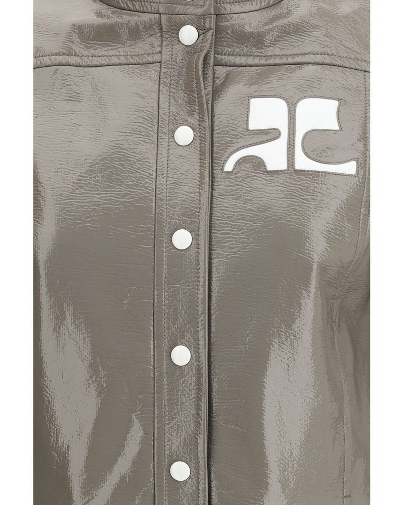 Courrèges Gray Cotton Full Length Jacket Coats & Jackets