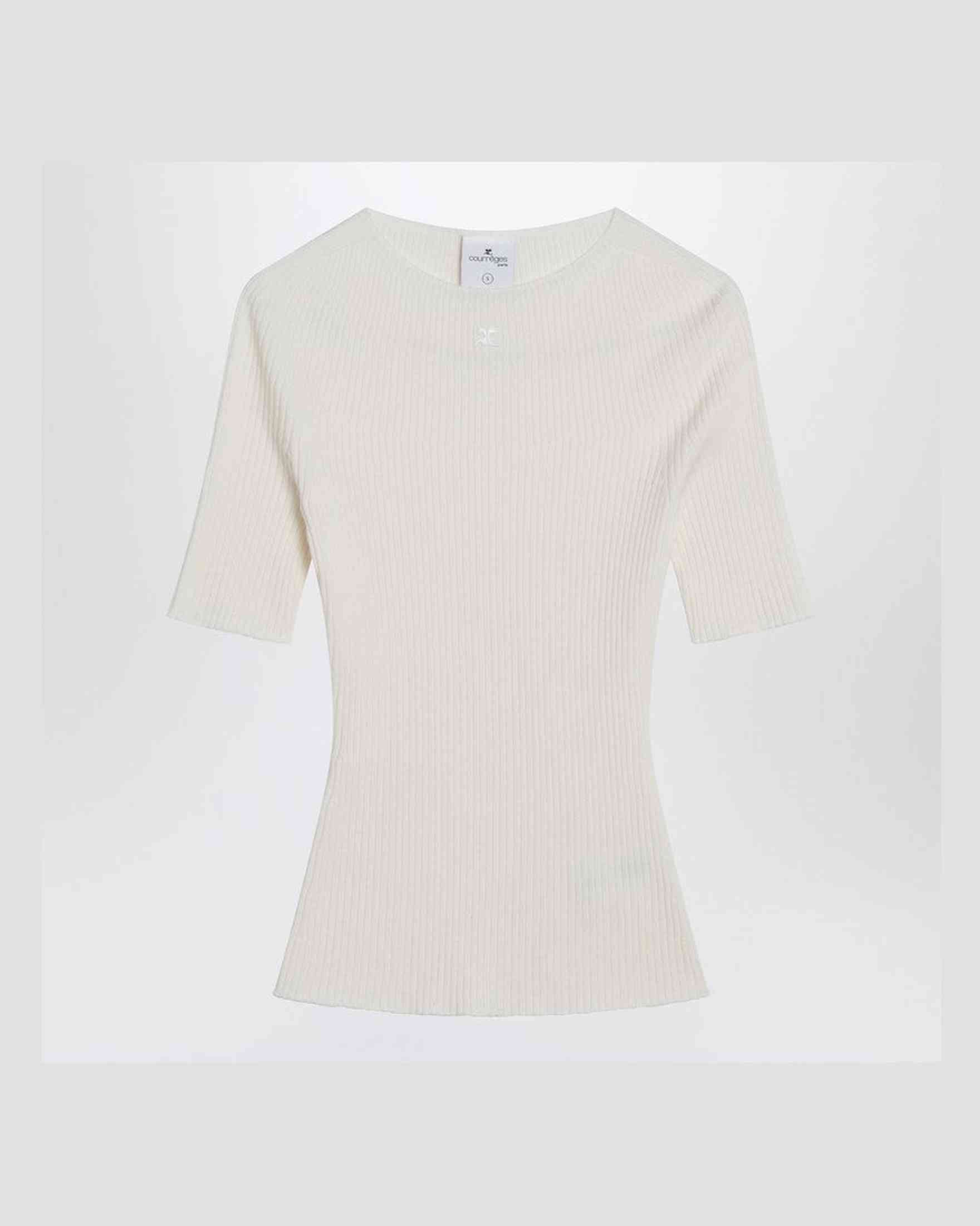 Courreges White Cotton Ribbed Sweater In Wool Glam Steals