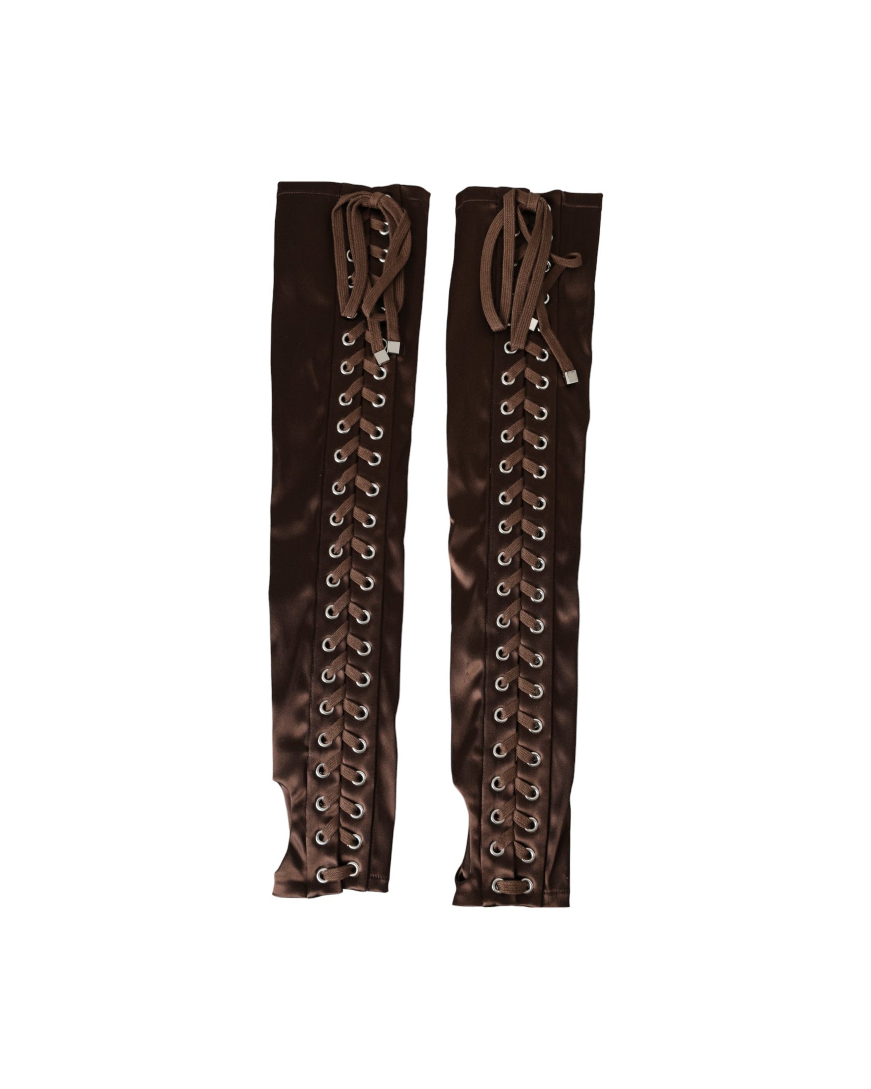 Dolce & Gabbana Acetate Lace Up Fingerless Brown Gloves Glam Steals