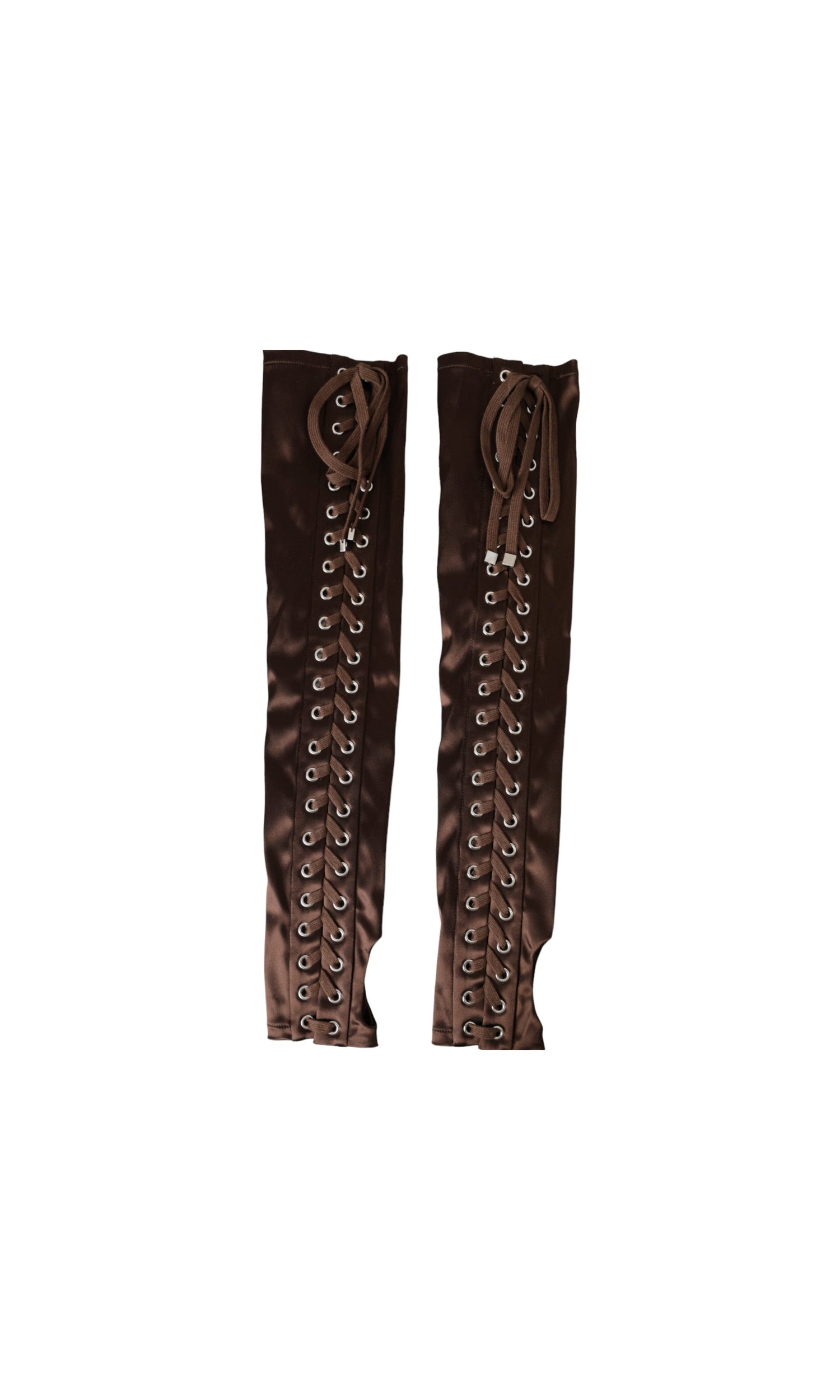 Dolce & Gabbana Acetate Lace Up Fingerless Brown Gloves Glam Steals