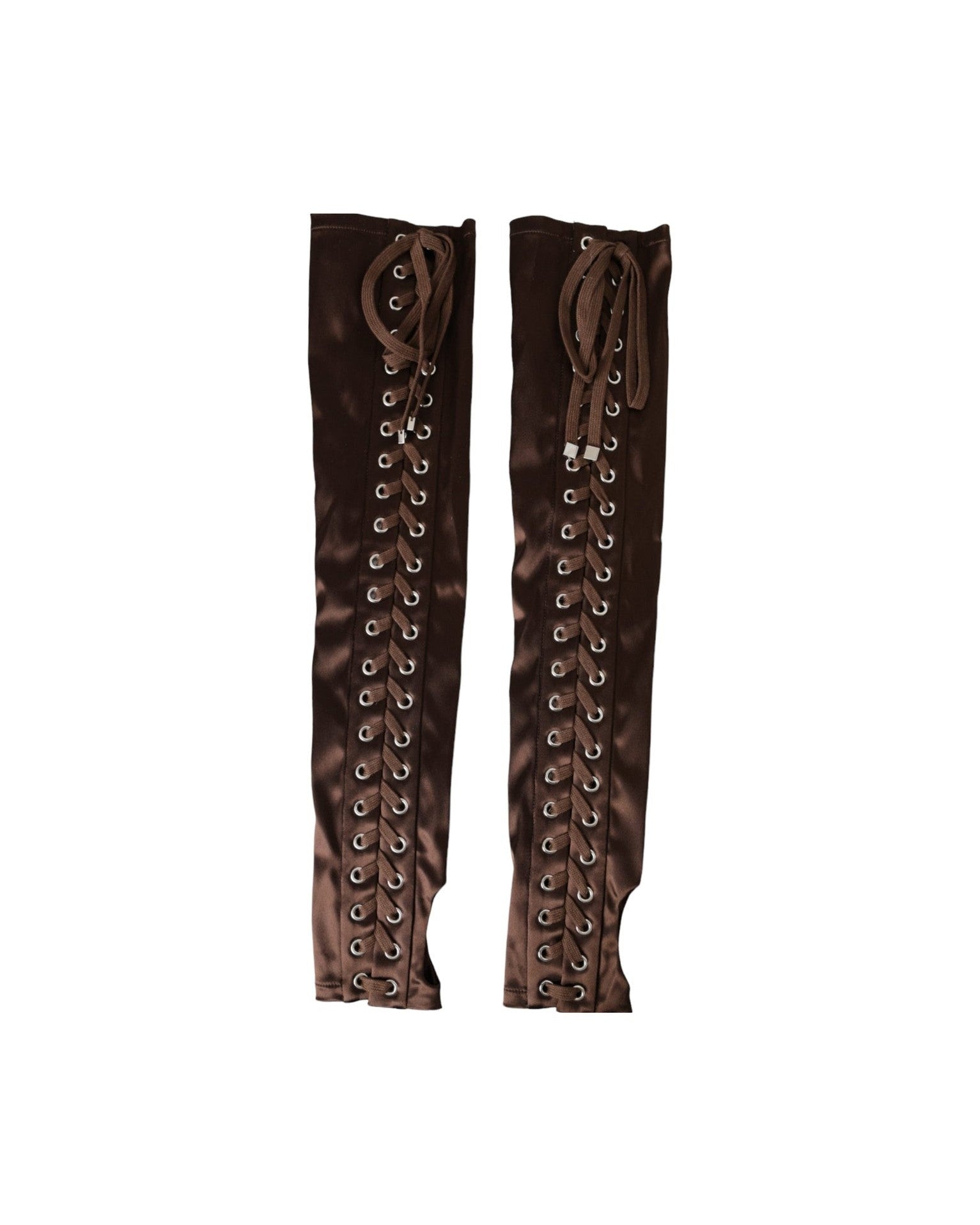 Dolce & Gabbana Acetate Lace Up Fingerless Brown Gloves Glam Steals