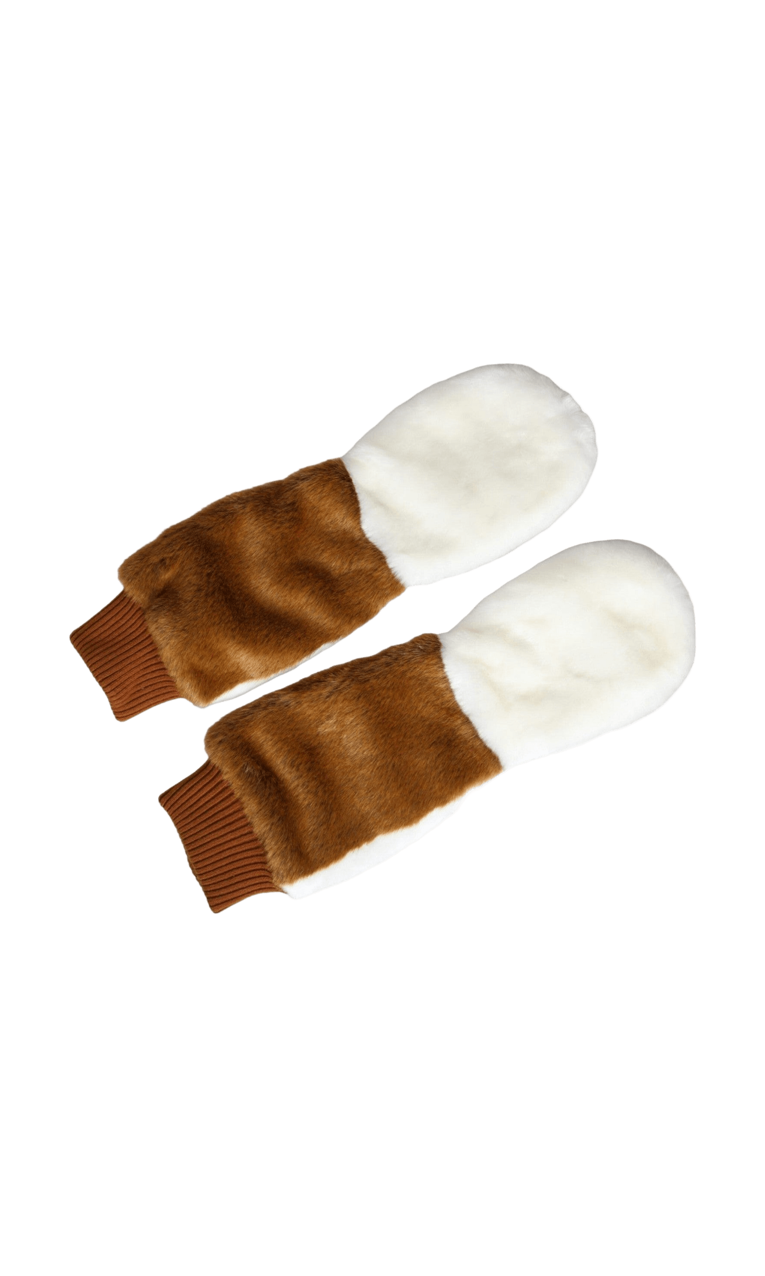 Dolce & Gabbana Acrylic Knitted Fur Mitten Brown White Gloves Glam Steals