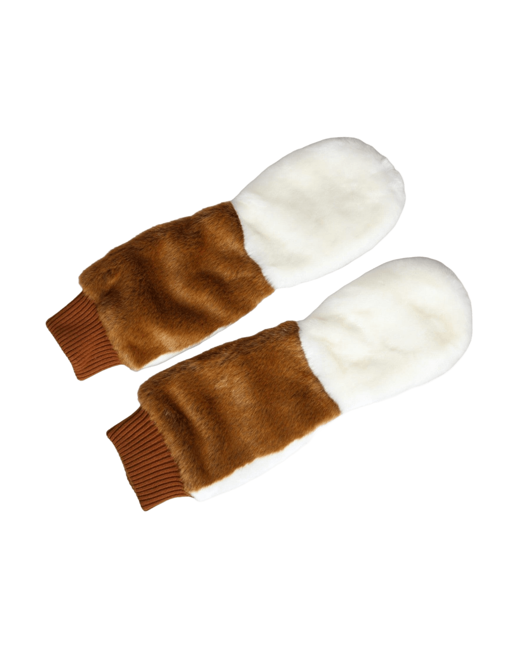 Dolce & Gabbana Acrylic Knitted Fur Mitten Brown White Gloves Glam Steals