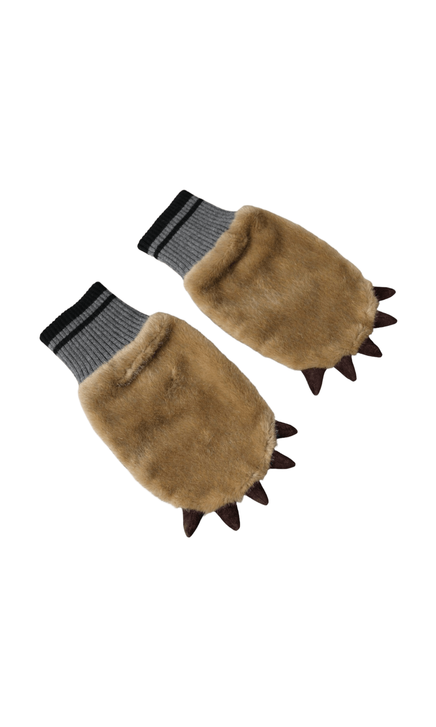 Dolce & Gabbana Acrylic Knitted Fur Wrist Mitten Beige Gloves Glam Steals