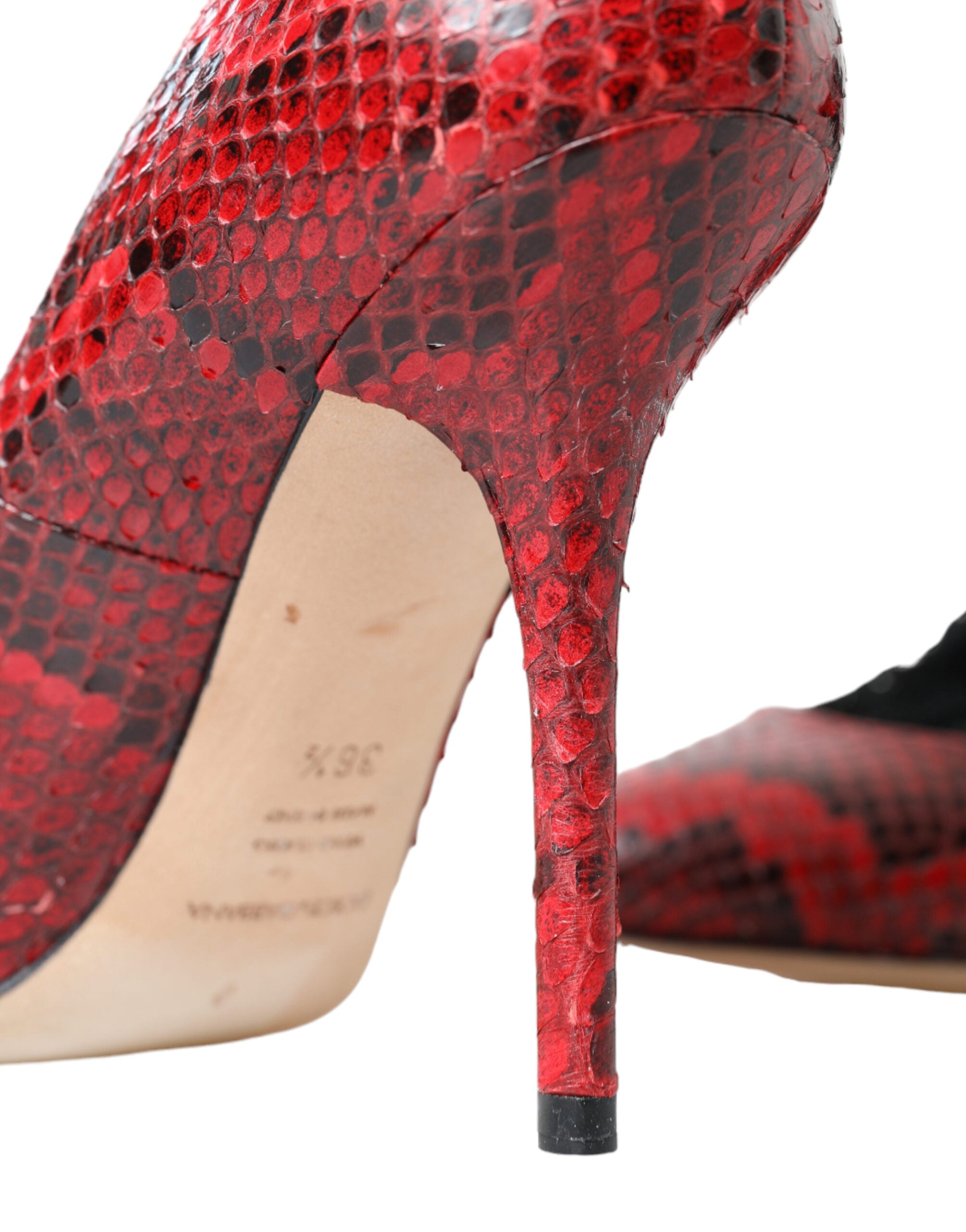 Dolce & Gabbana Almond Toe Snakeskin Pumps With Lace Red Socks Glam Steals