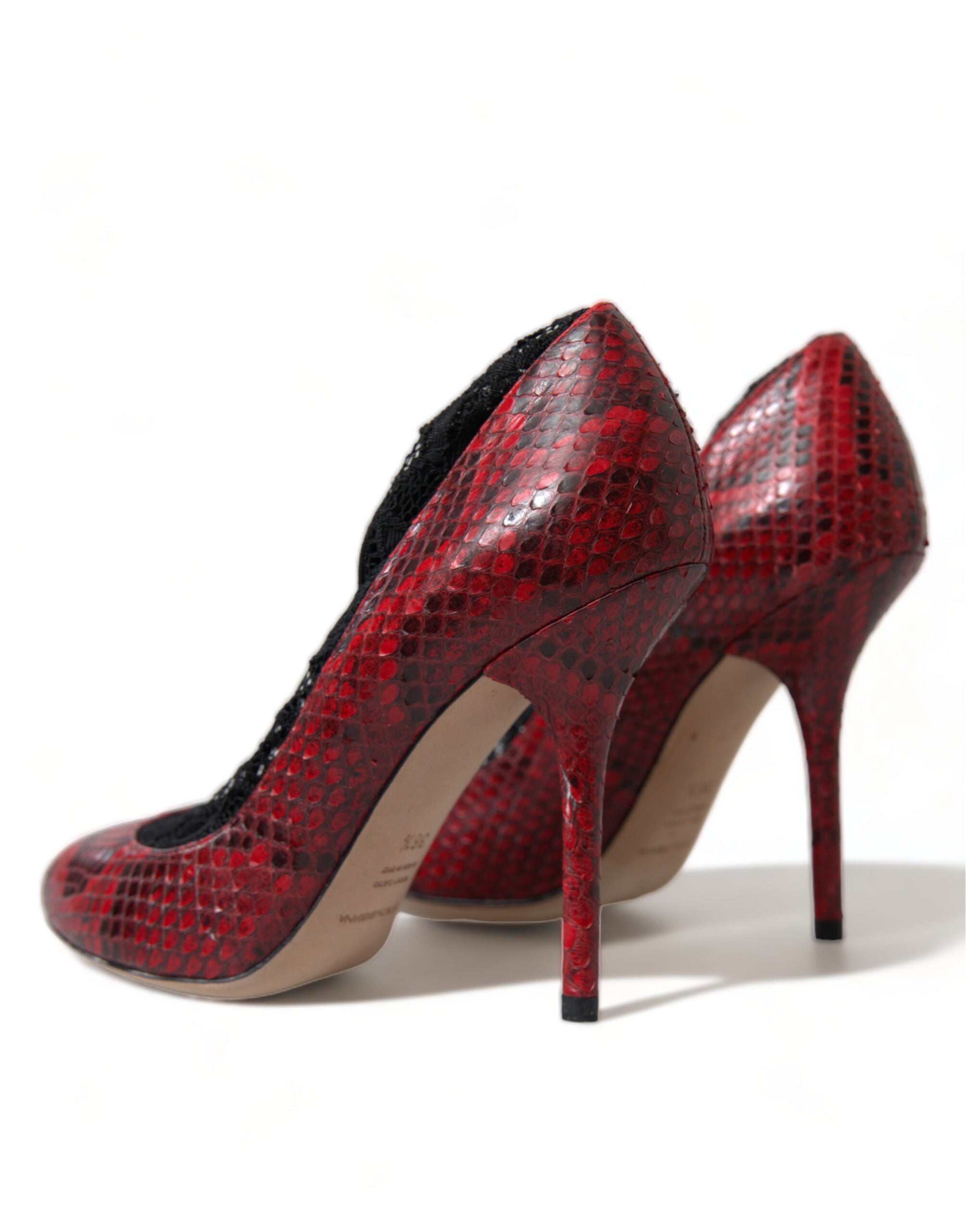 Dolce & Gabbana Almond Toe Snakeskin Pumps With Lace Red Socks Glam Steals