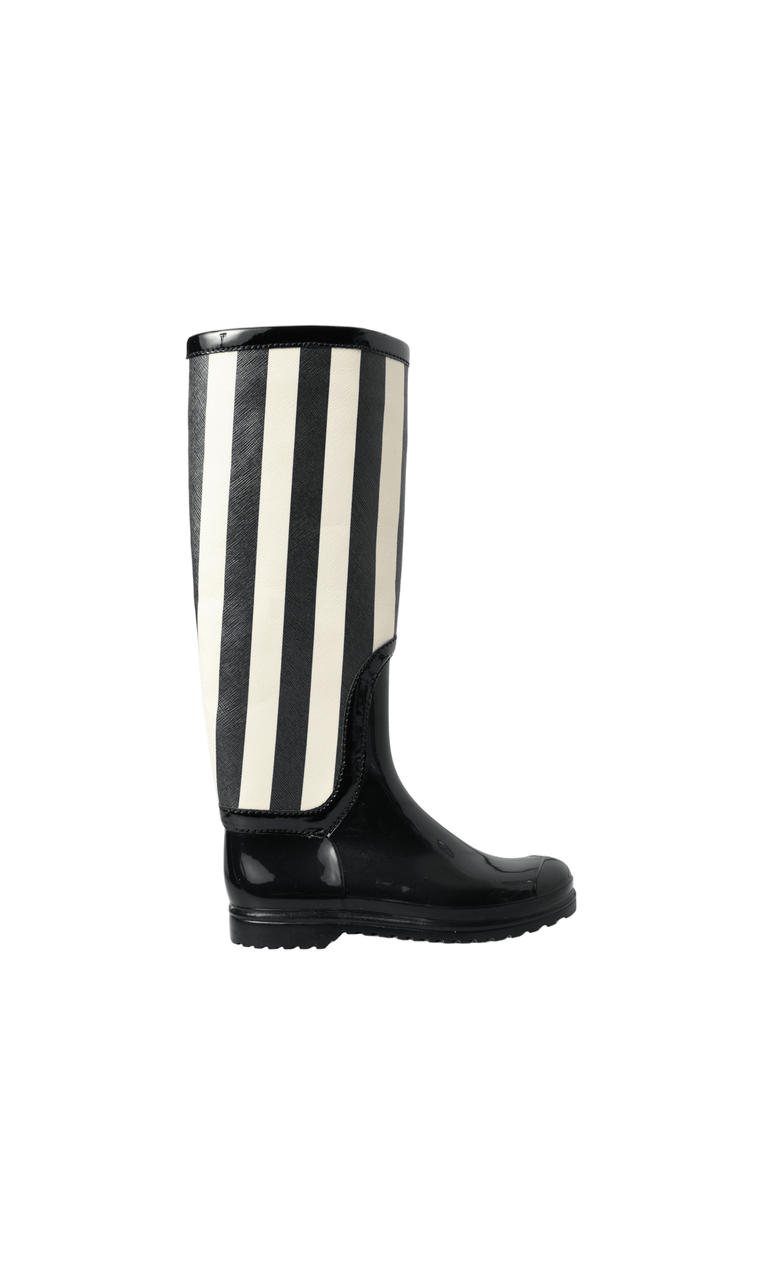 Dolce & Gabbana And Striped Knee High Black White Boots Glam Steals