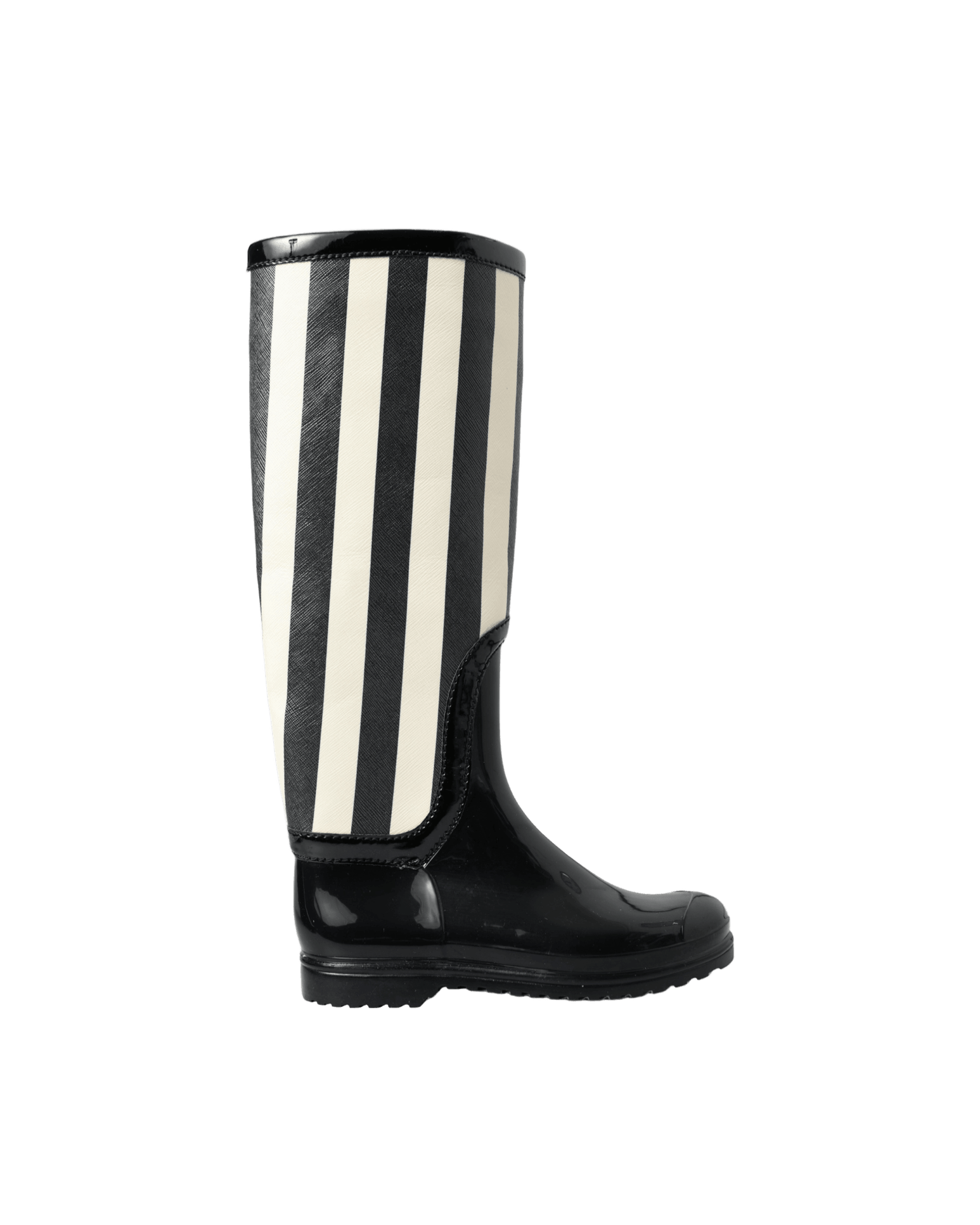 Dolce & Gabbana And Striped Knee High Black White Boots Glam Steals