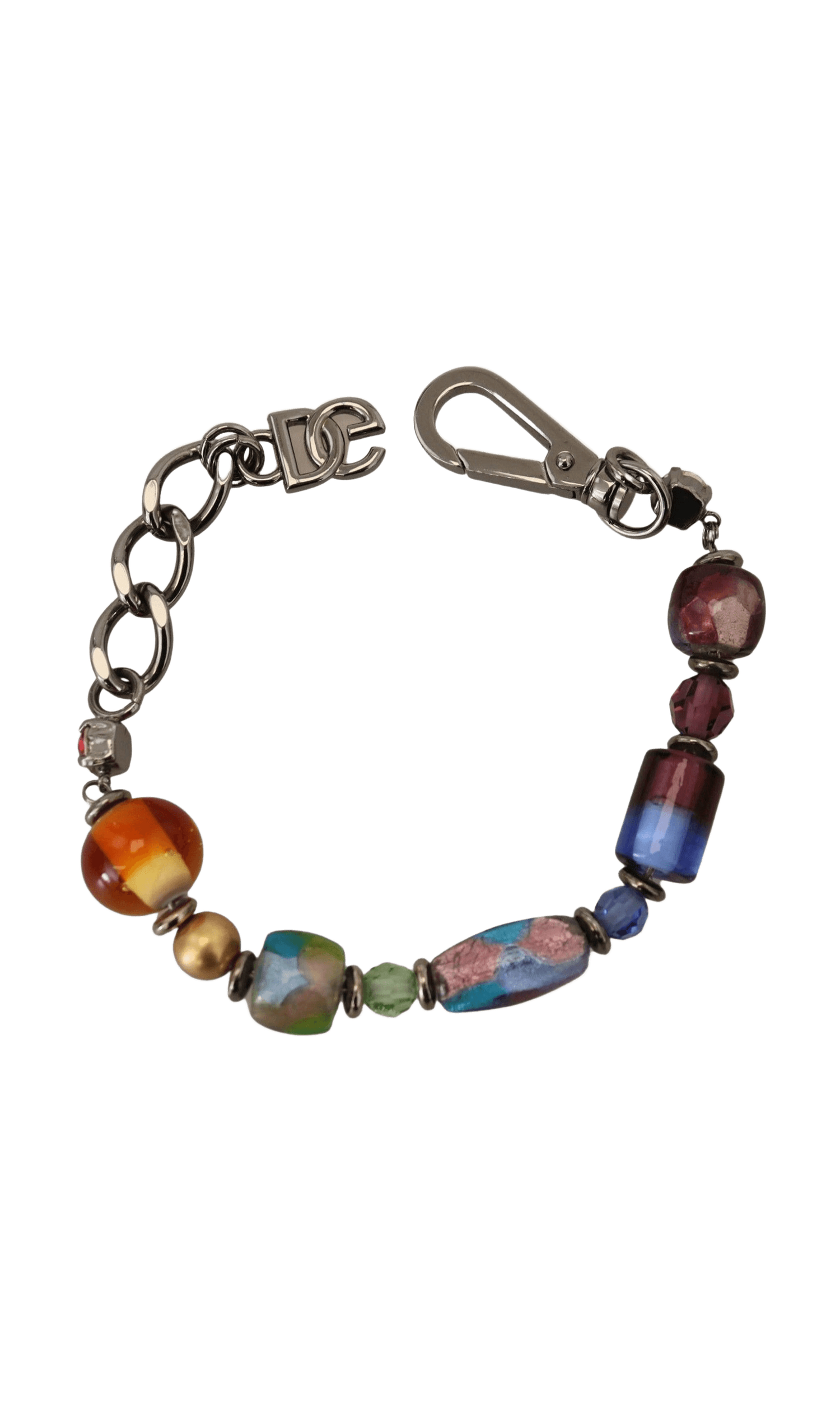 Dolce & Gabbana Beaded Chain Multicolor Silver Bracelet Glam Steals
