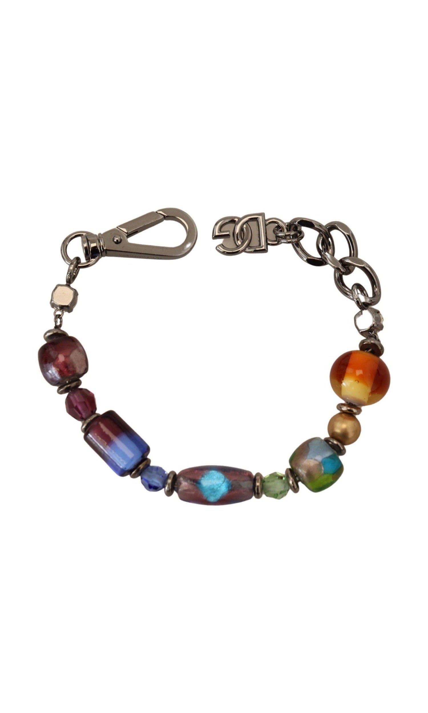 Dolce & Gabbana Beaded Chain Multicolor Silver Bracelet Glam Steals