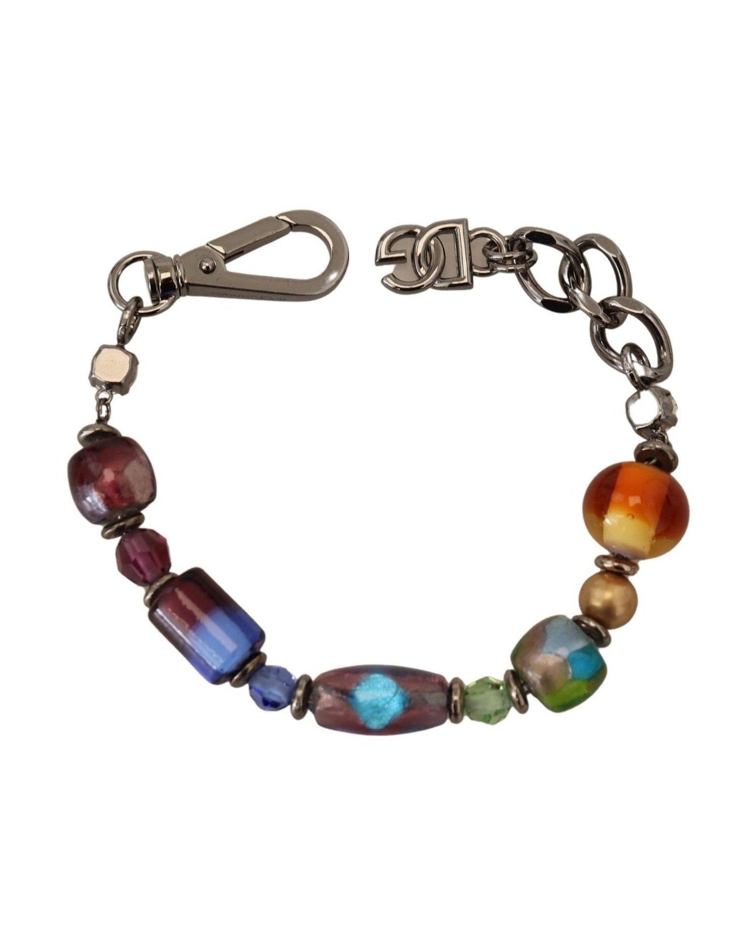 Dolce & Gabbana Beaded Chain Multicolor Silver Bracelet Glam Steals