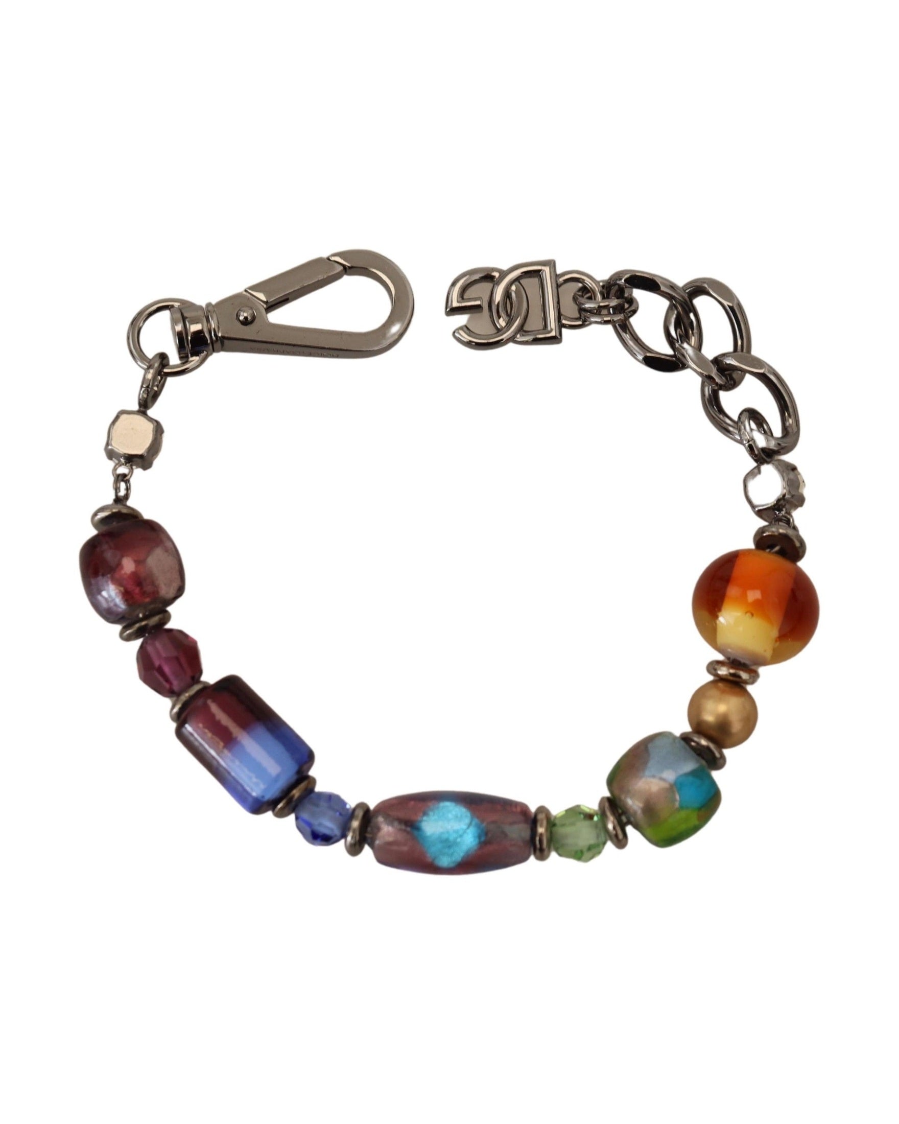 Dolce & Gabbana Beaded Chain Multicolor Silver Bracelet Glam Steals