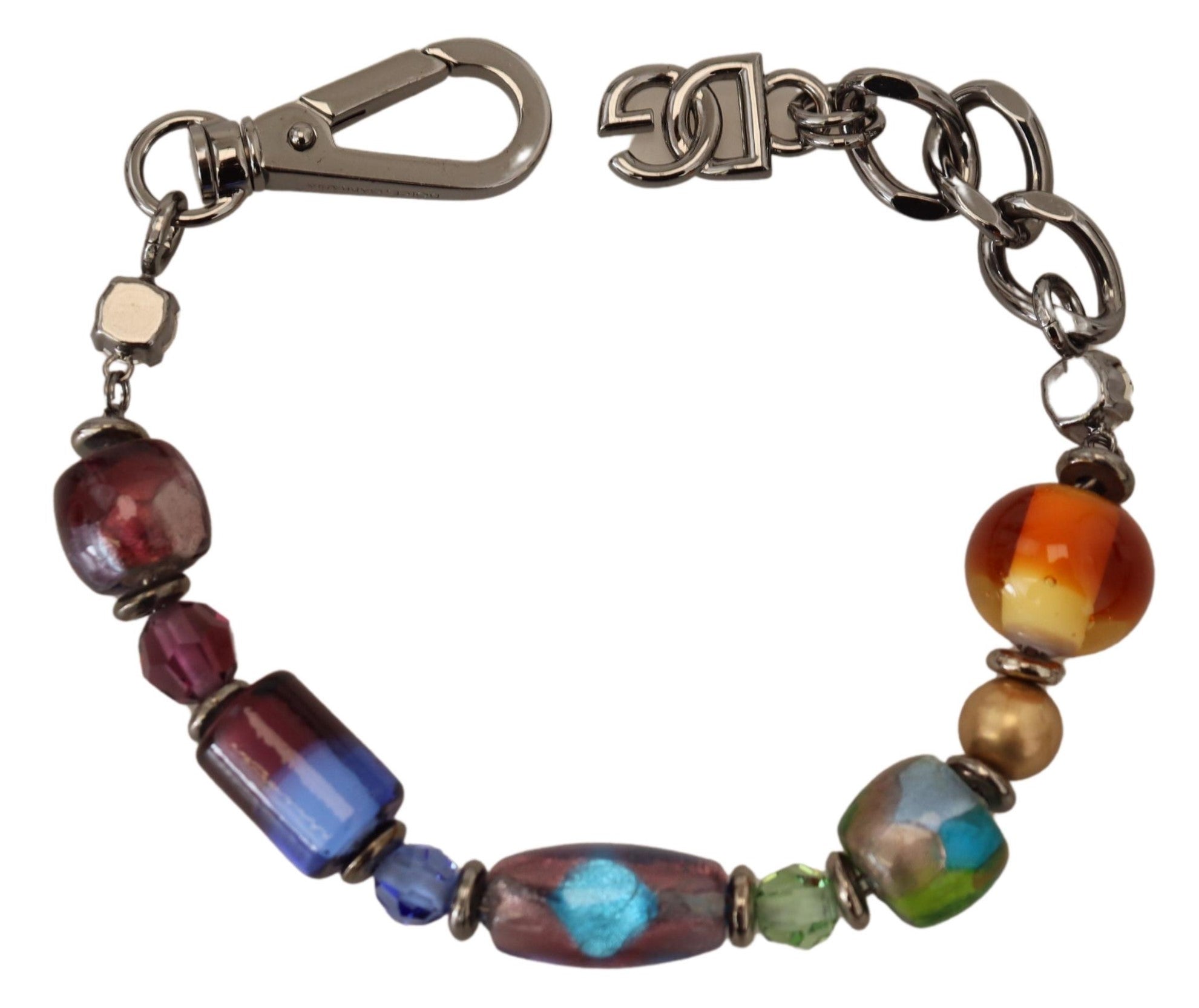 Dolce & Gabbana Beaded Chain Multicolor Silver Bracelet Glam Steals
