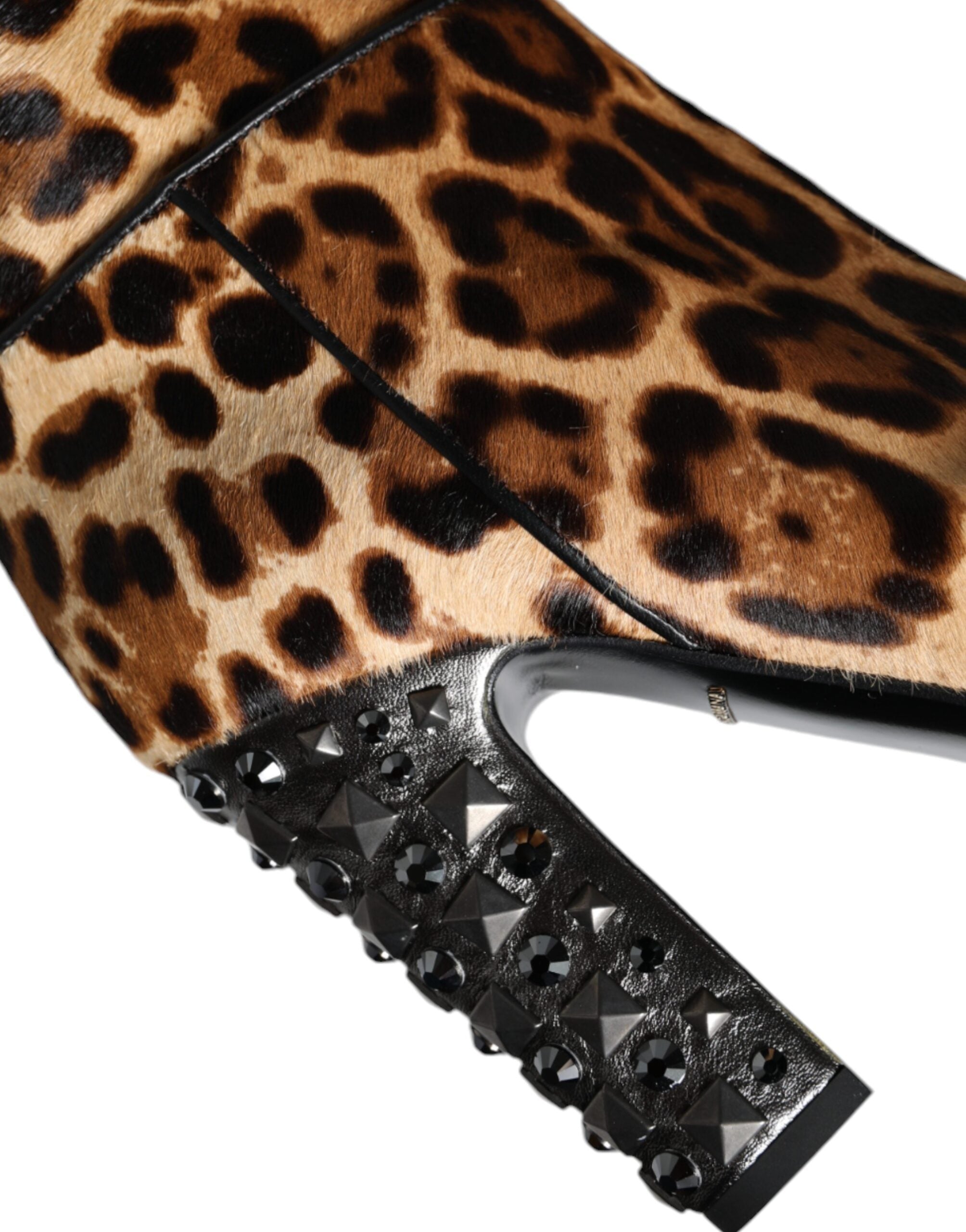 Dolce & Gabbana Beige Black Leopard Knee High Boots Shoes Glam Steals