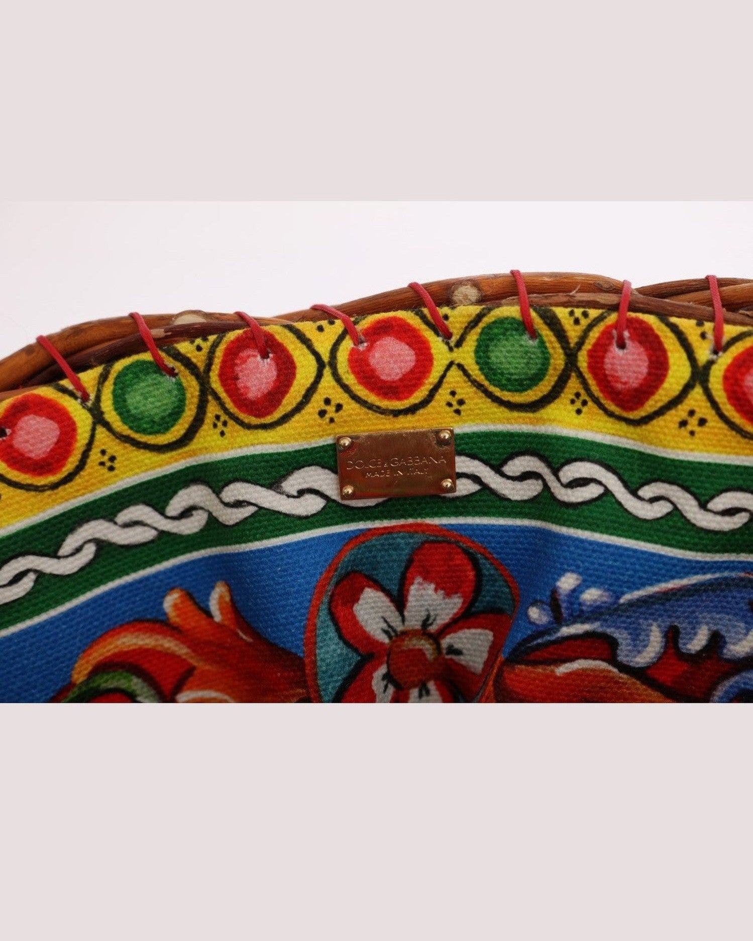 Dolce & Gabbana Beige Elegant Straw Exotic Skins Pom Tote Glam Steals