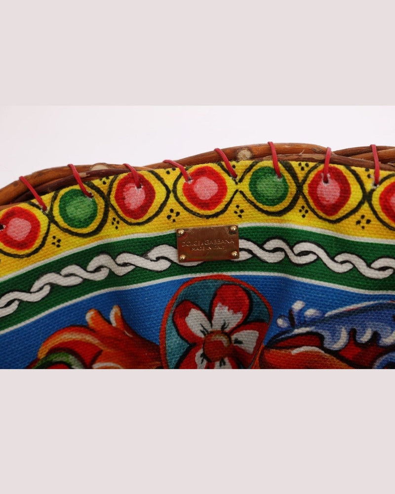 Dolce & Gabbana Beige Elegant Straw Exotic Skins Pom Tote Glam Steals