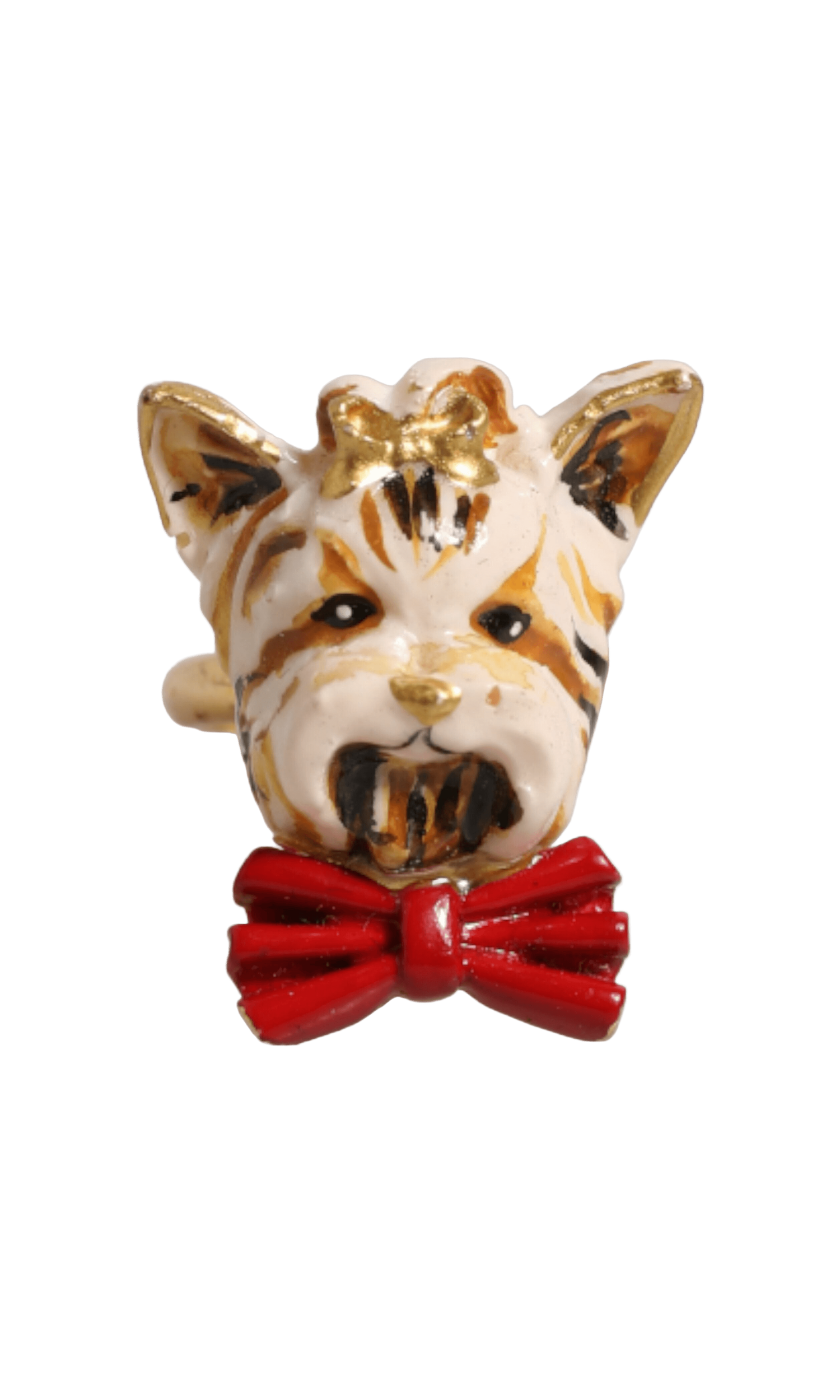 Dolce & Gabbana Beige Gold Brass Resin Dog Pet Accessory Ring Glam Steals