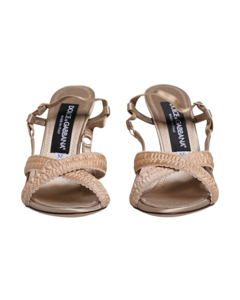 Dolce & Gabbana Beige Keira Slingback Heels Sandals Shoes Glam Steals