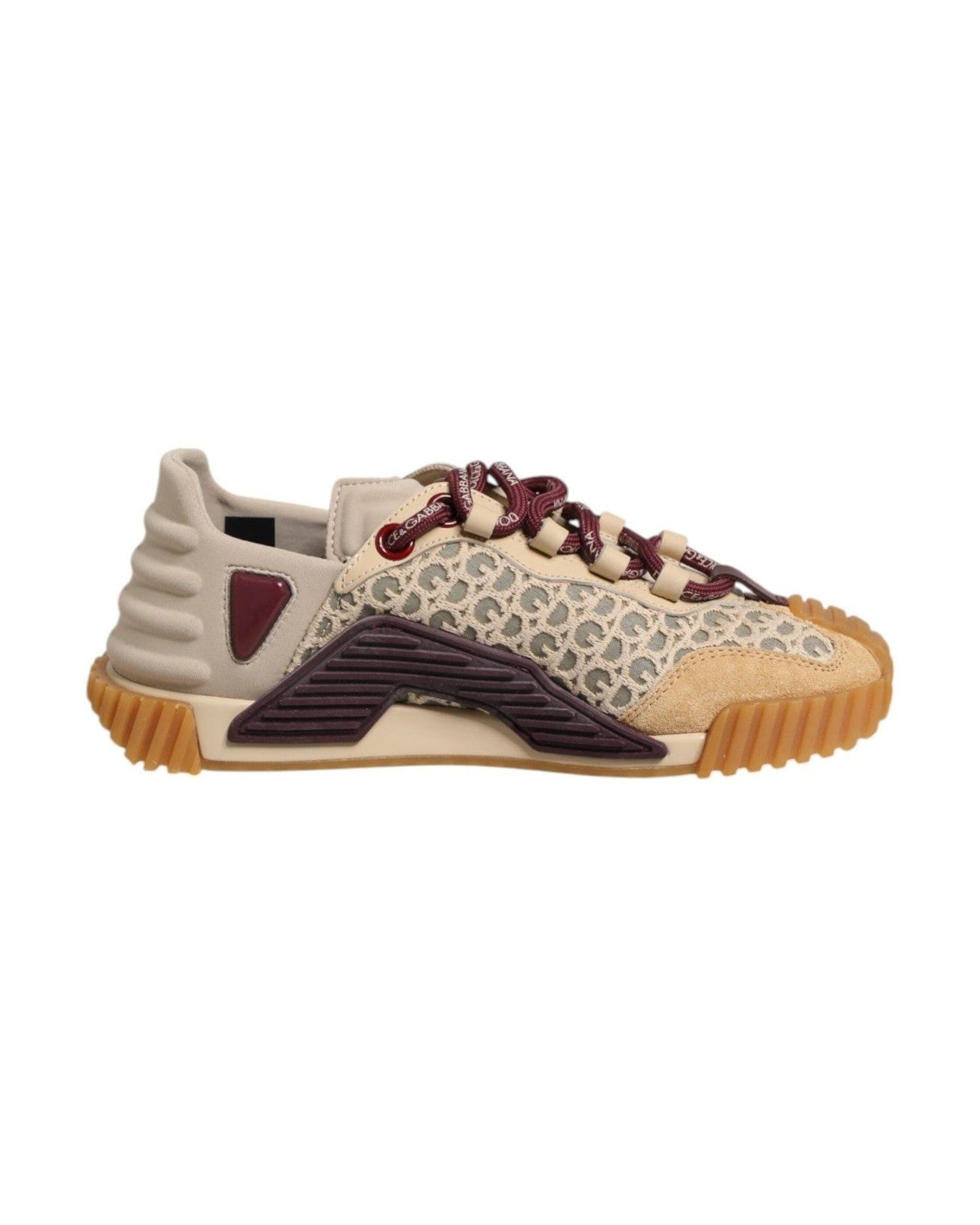 Dolce & Gabbana Beige Lace Neoprene Dg Logo Ns1 Sneakers Shoes Glam Steals