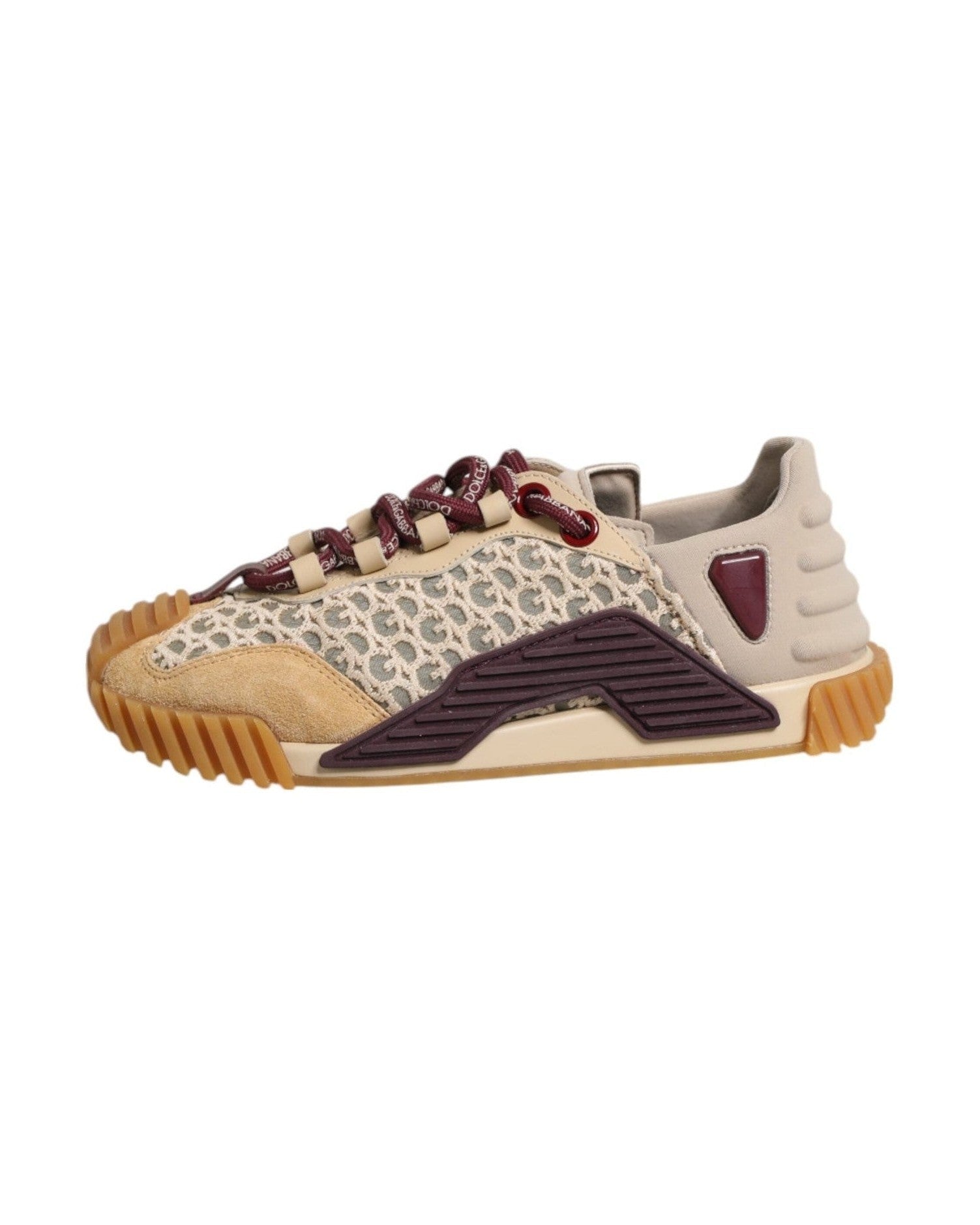 Dolce & Gabbana Beige Lace Neoprene Dg Logo Ns1 Sneakers Shoes Glam Steals