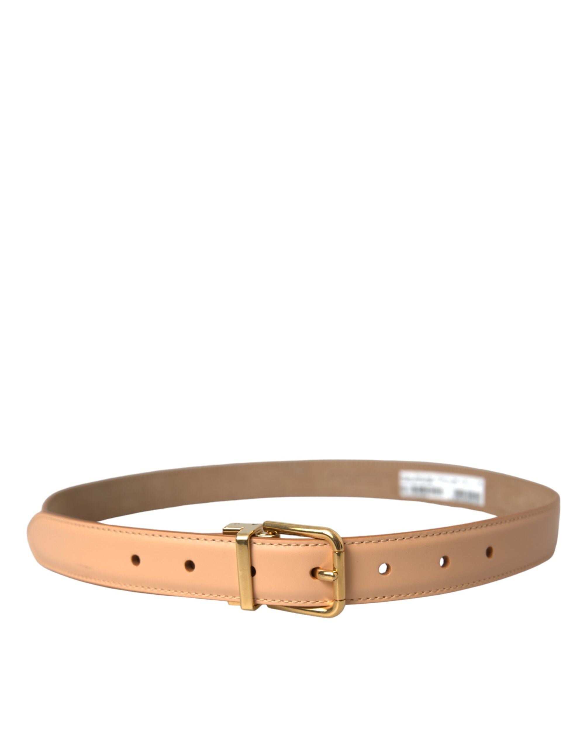 Dolce & Gabbana Beige Leather Calfskin Gold Metal Buckle Belt Glam Steals