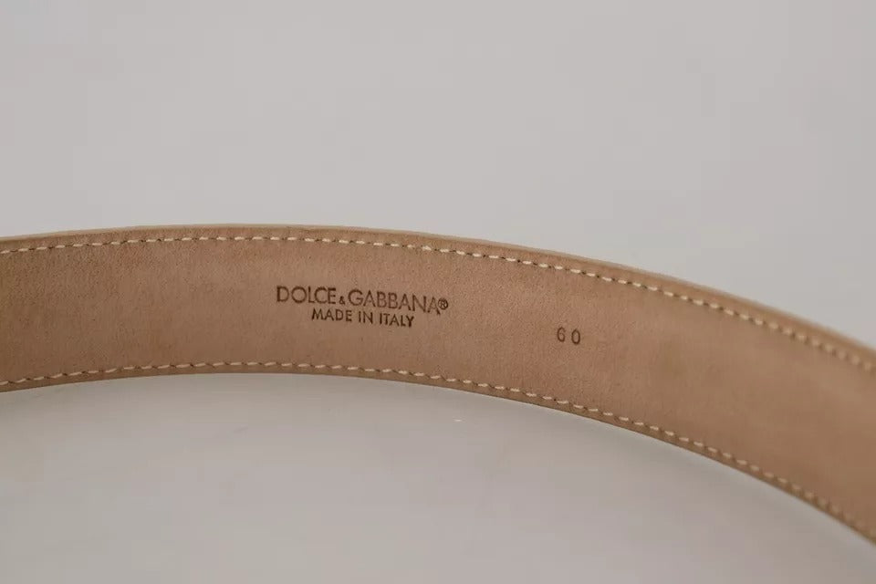 Dolce & Gabbana Beige Leather Crystal Buckle Belt Glam Steals