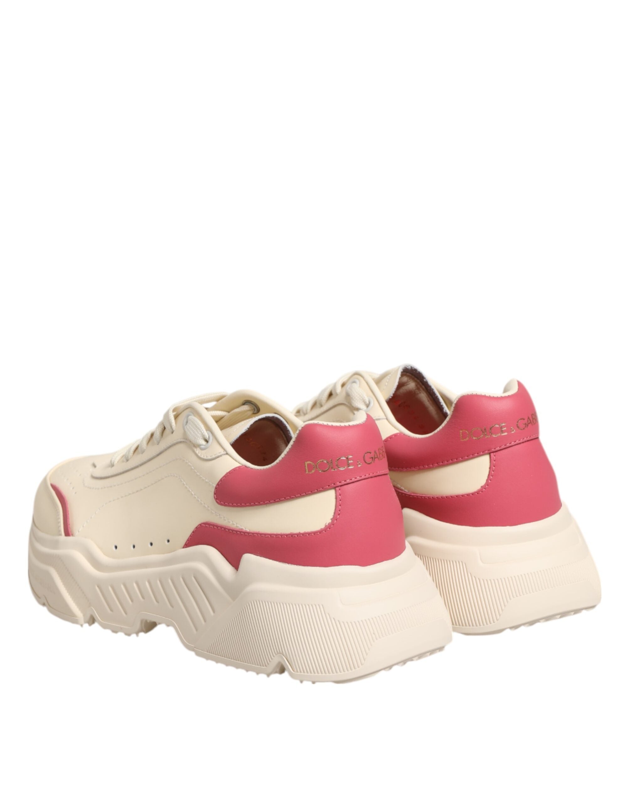 Dolce & Gabbana Beige Leather Daymaster Women Sneaker Shoes Glam Steals