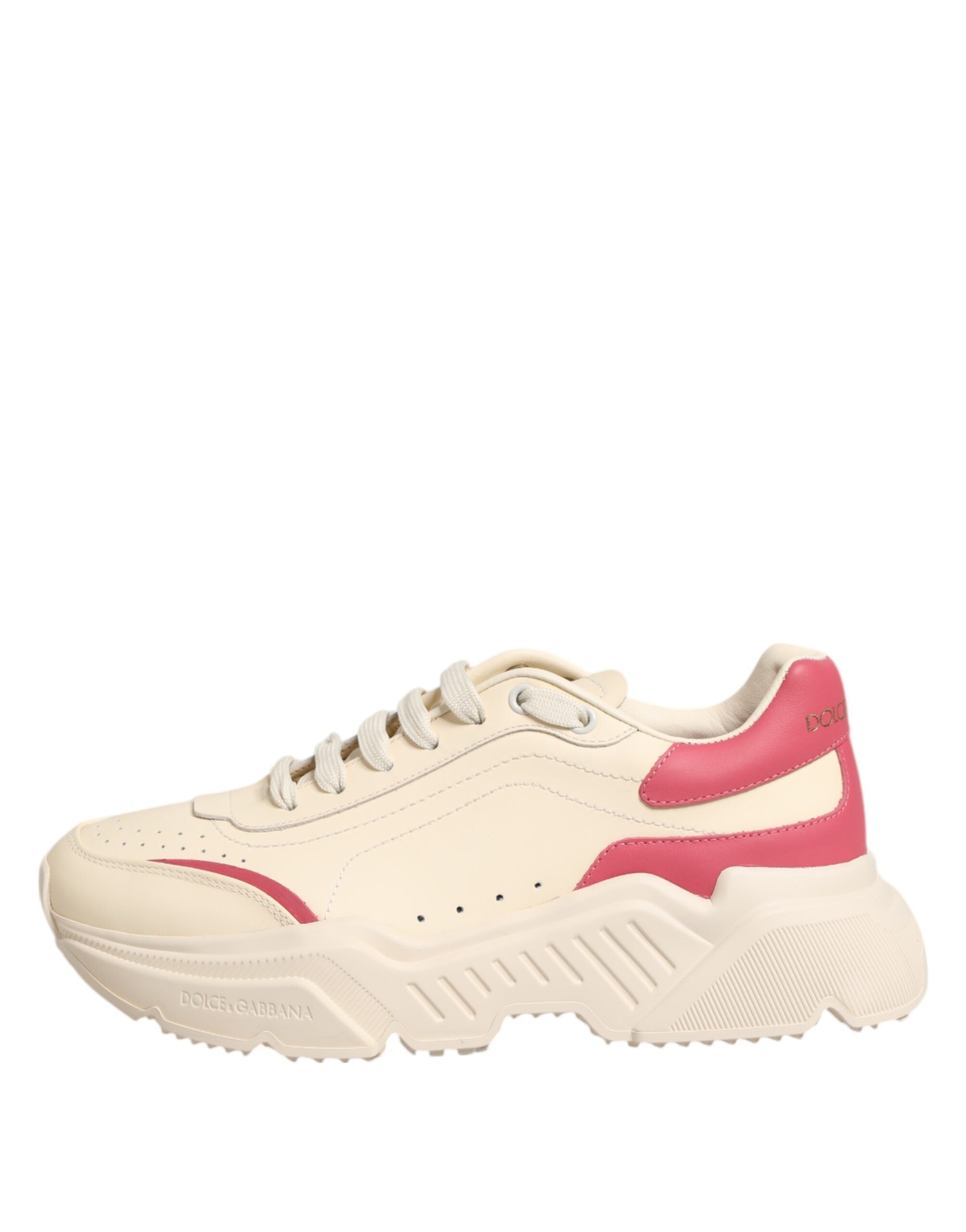Dolce & Gabbana Beige Leather Daymaster Women Sneaker Shoes Glam Steals