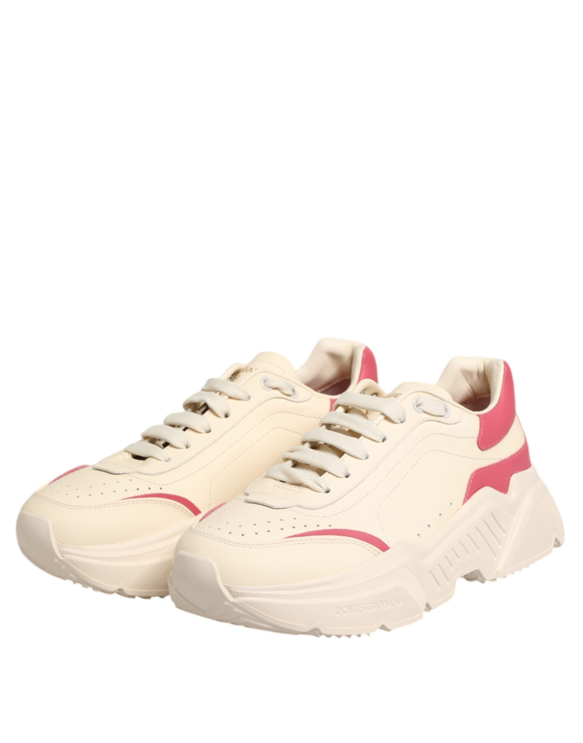 Dolce & Gabbana Beige Leather Daymaster Women Sneaker Shoes Glam Steals