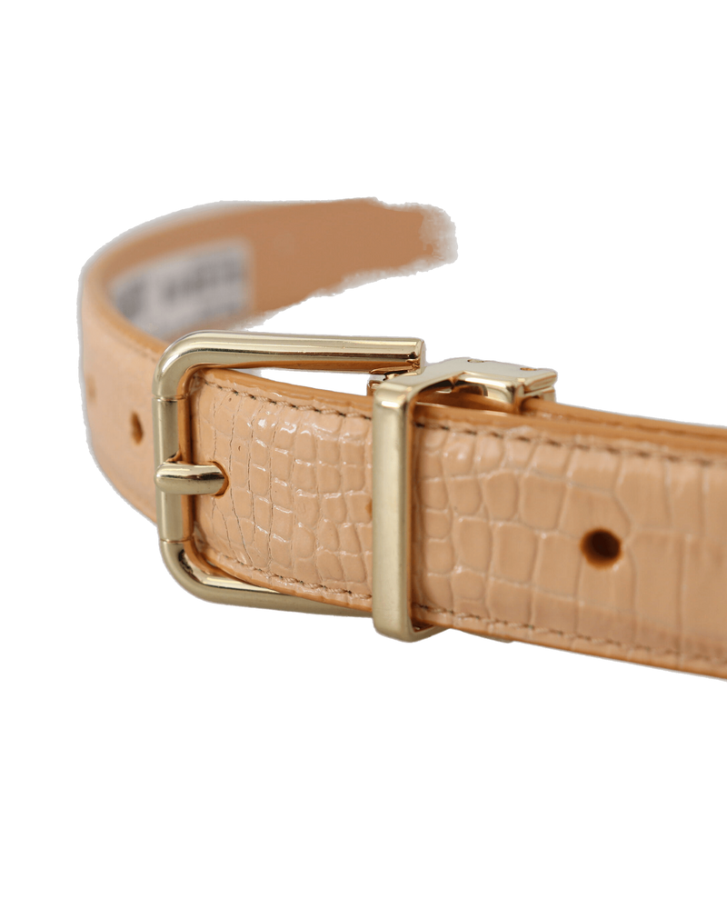 Dolce & Beige Gabbana Leather Exotic Metal Buckle Belt Glam Steals