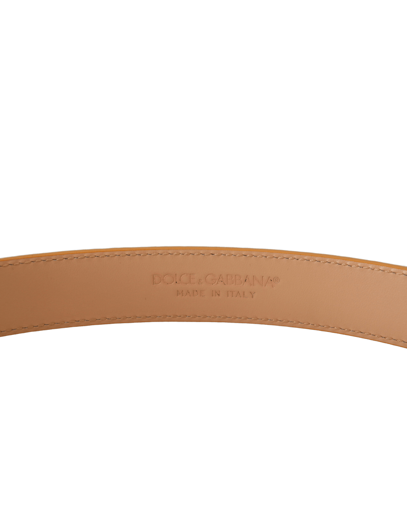 Dolce & Beige Gabbana Leather Exotic Metal Buckle Belt Glam Steals