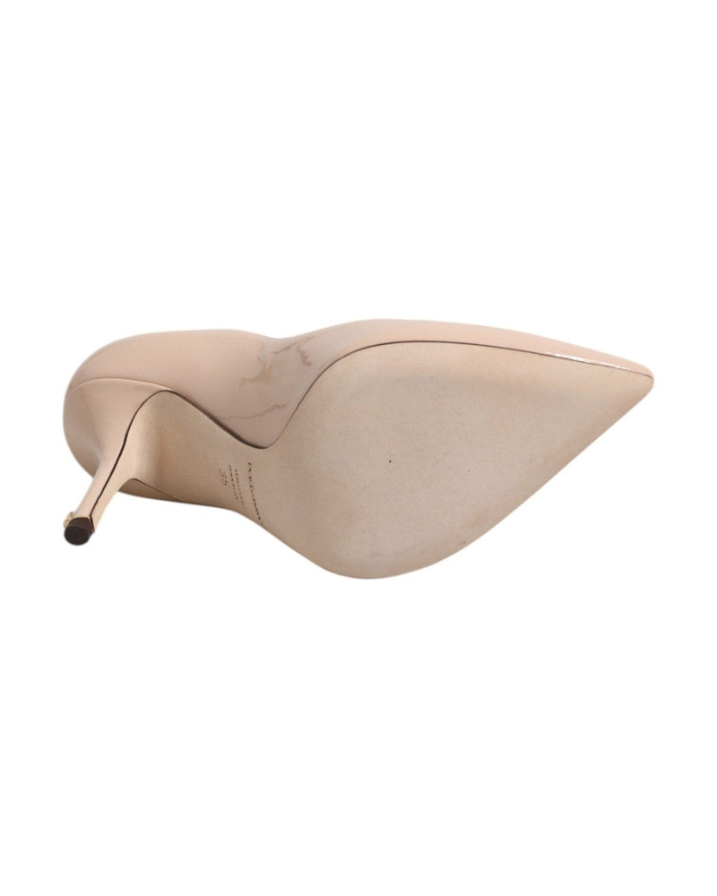 Dolce & Gabbana Beige Leather Patent Stiletto Heel Pumps Shoes Heels