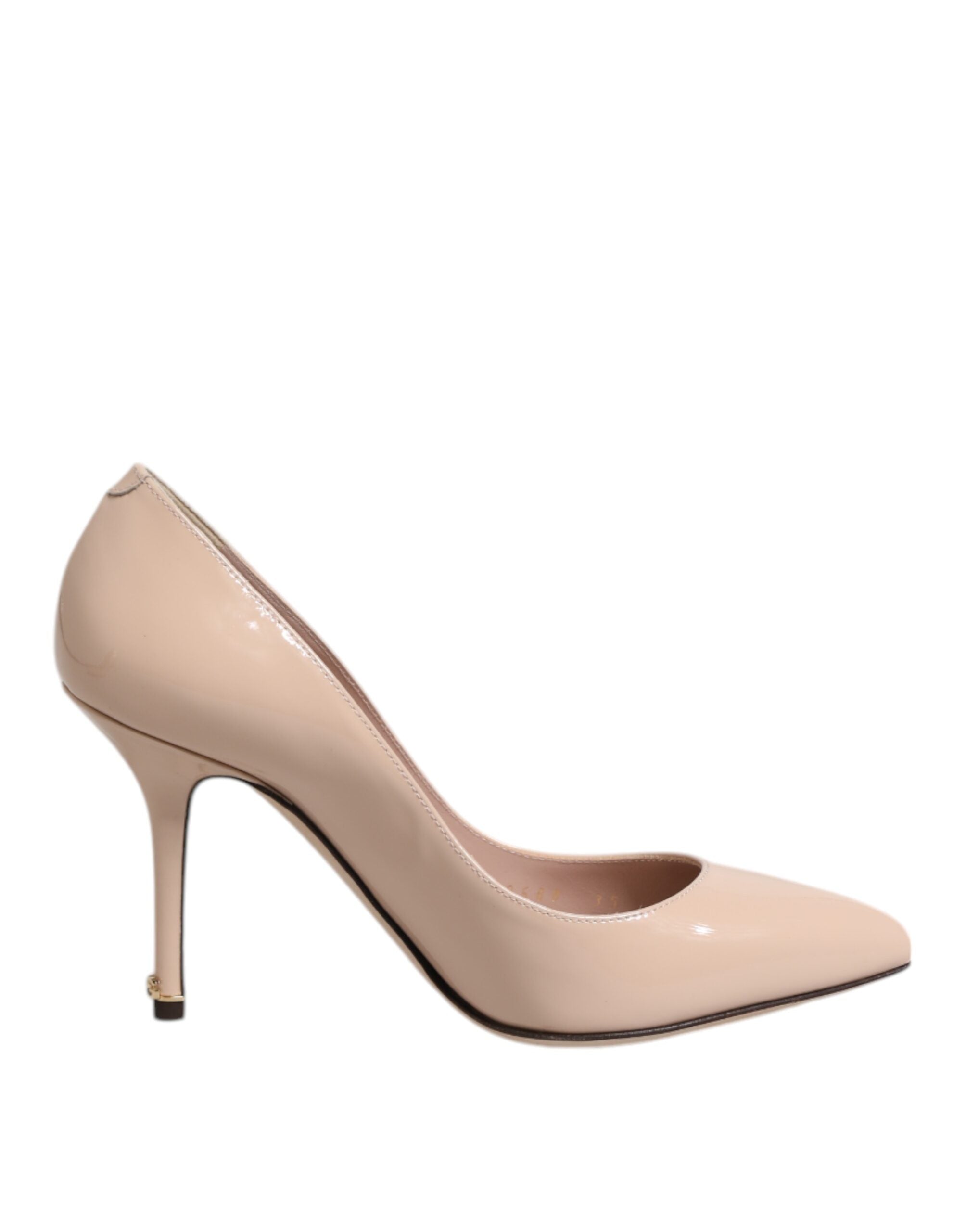 Dolce & Gabbana Beige Leather Patent Stiletto Heel Pumps Shoes Glam Steals