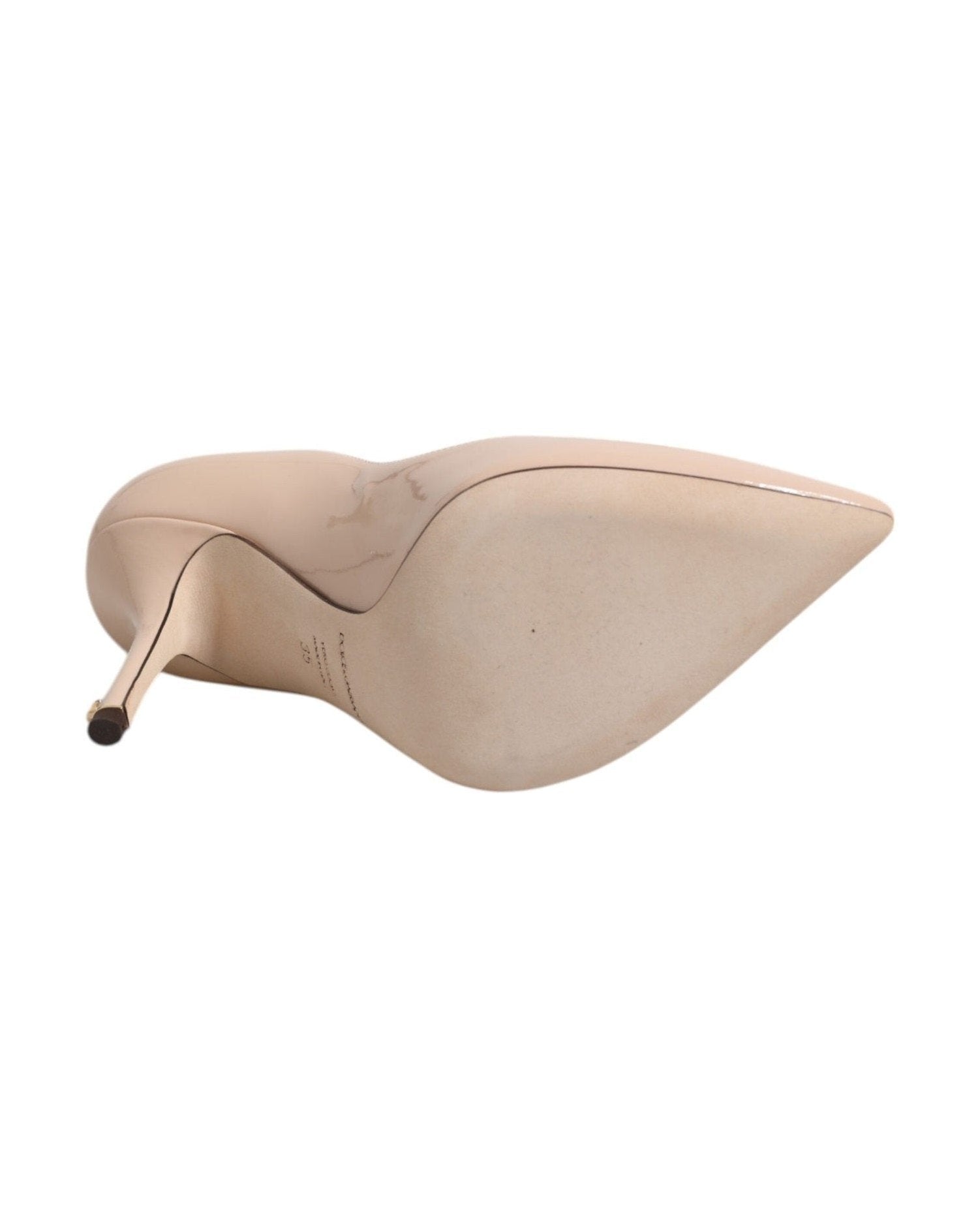 Dolce & Gabbana Beige Leather Patent Stiletto Heel Pumps Shoes Glam Steals