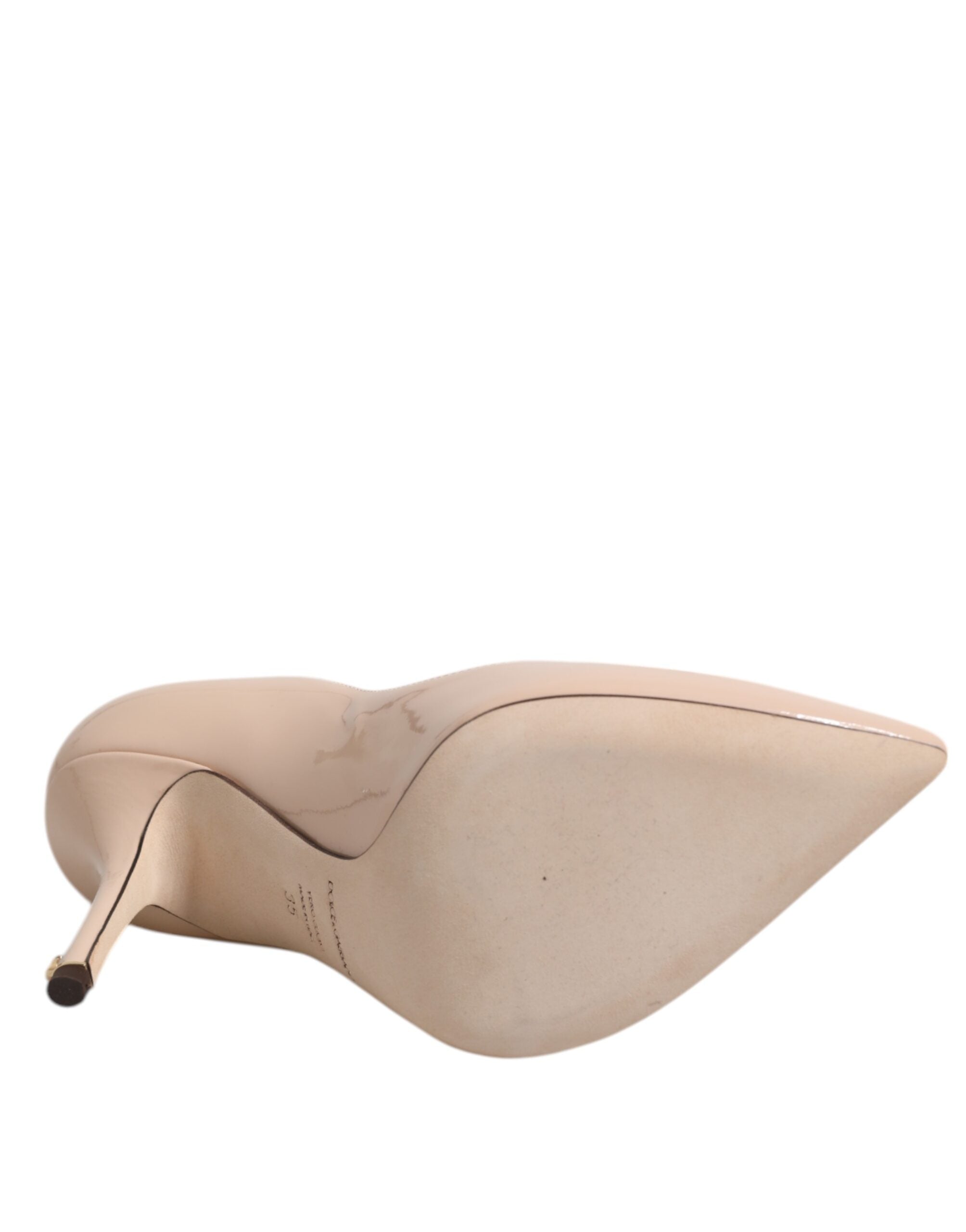 Dolce & Gabbana Beige Leather Patent Stiletto Heel Pumps Shoes Glam Steals