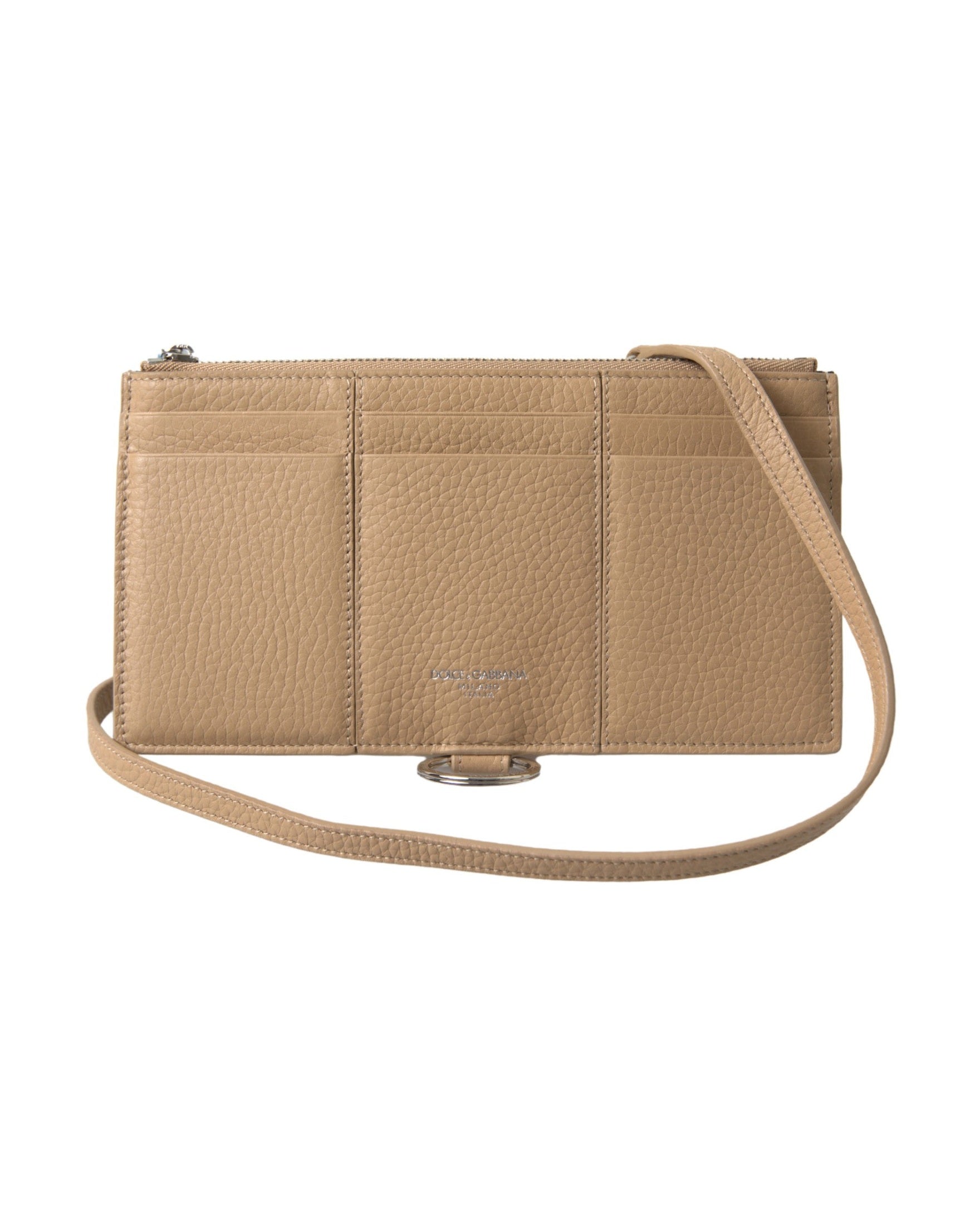 Dolce & Gabbana Beige Leather Shoulder Cardholder Strap Wallet Wallets