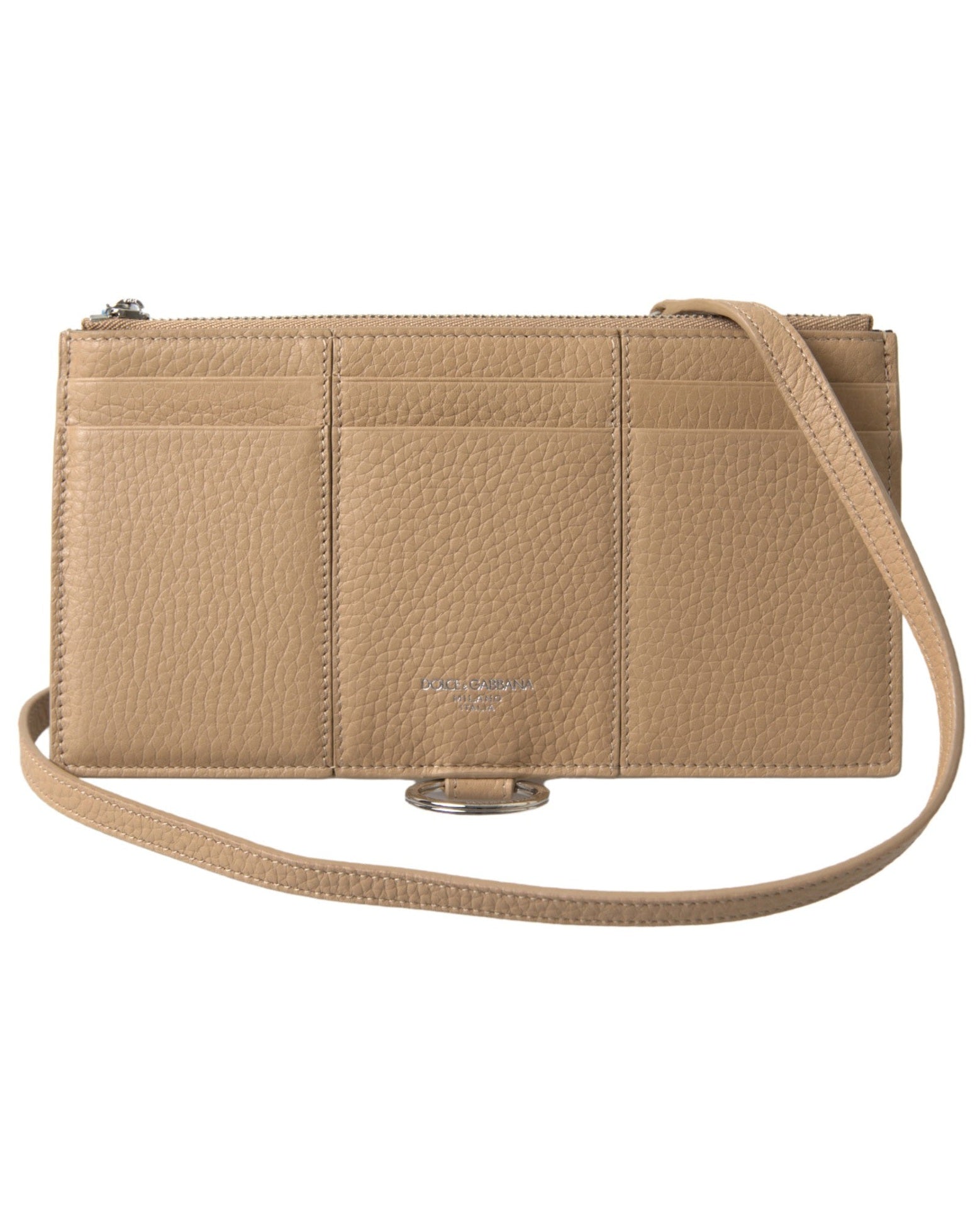 Dolce & Gabbana Beige Leather Shoulder Cardholder Strap Wallet Wallets