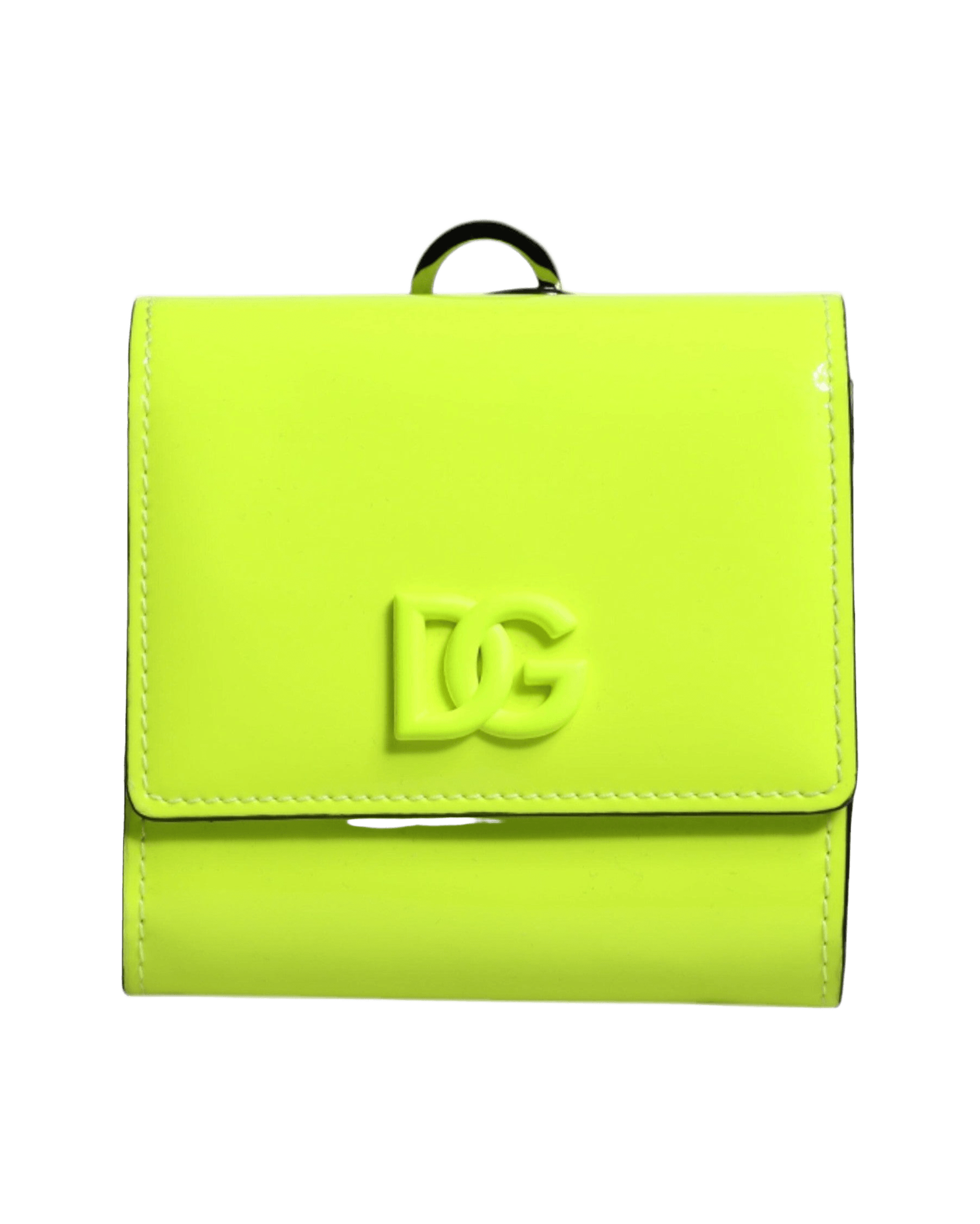 Dolce & Gabbana Bifold Dg Logo Neck Strap Cardholder Yellow Green Wallet Glam Steals