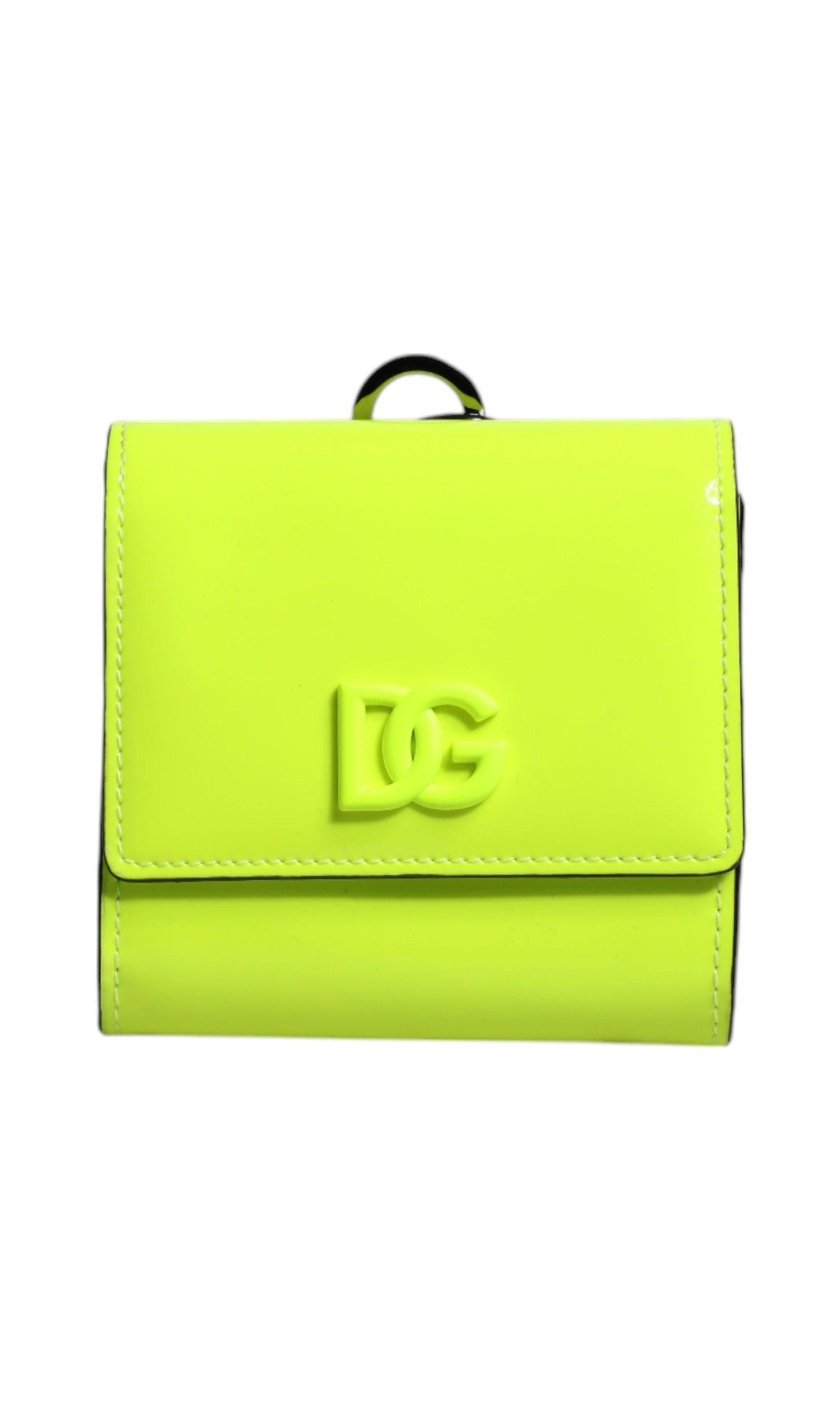 Dolce & Gabbana Bifold Dg Logo Neck Strap Cardholder Yellow Green Wallet Glam Steals