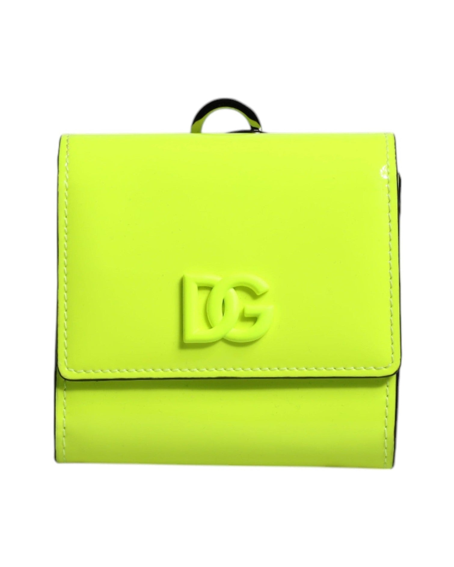 Dolce & Gabbana Bifold Dg Logo Neck Strap Cardholder Yellow Green Wallet Glam Steals