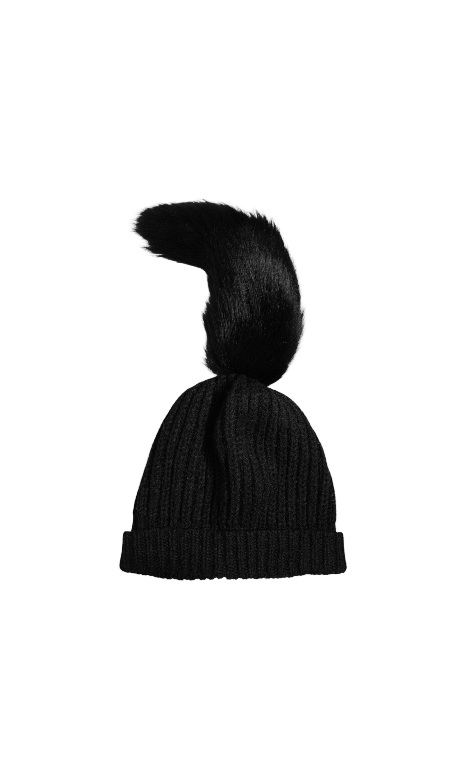 Dolce & Gabbana Black Acrylic Knitted Fur Winter Beanie Hat Glam Steals