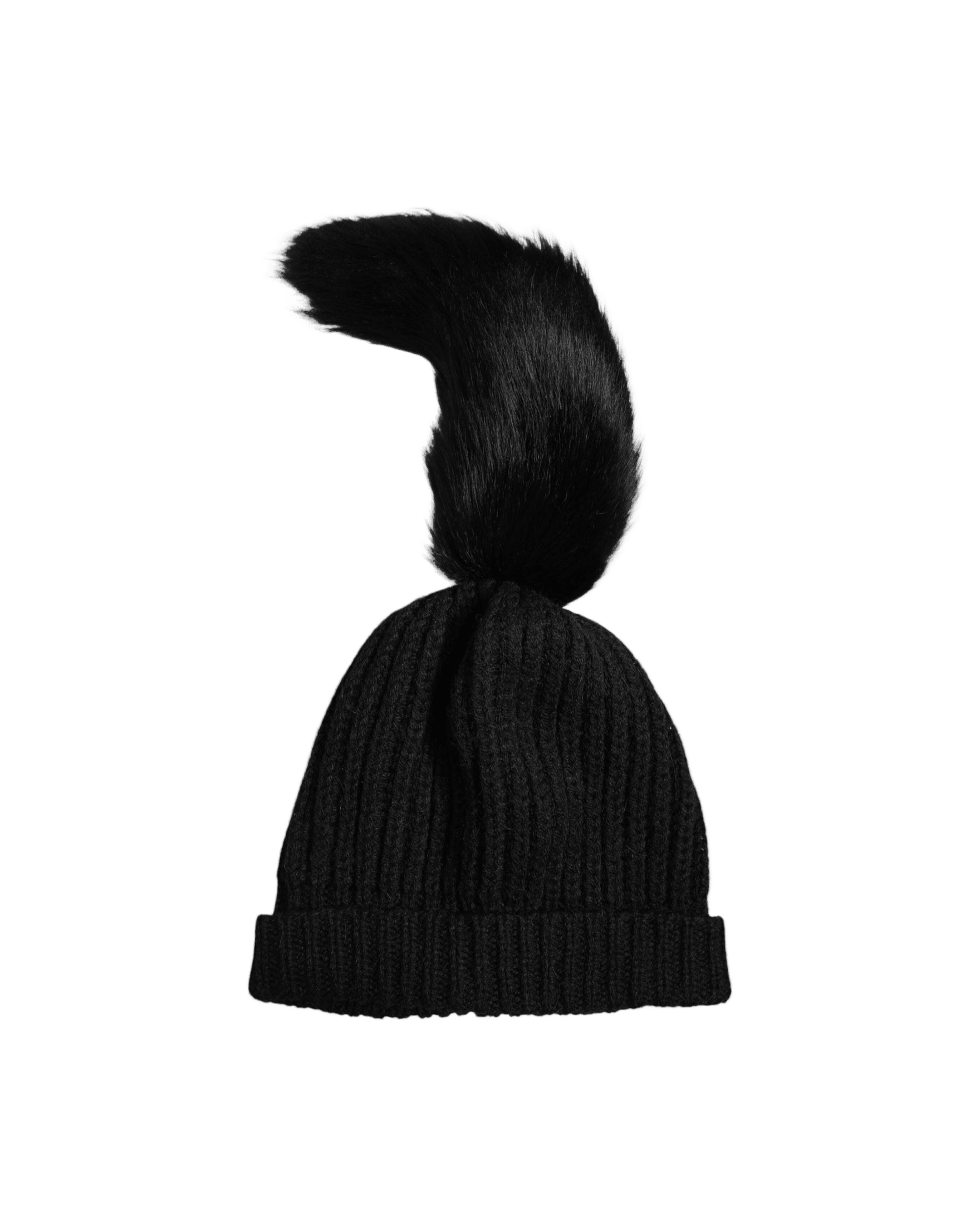 Dolce & Gabbana Black Acrylic Knitted Fur Winter Beanie Hat Glam Steals