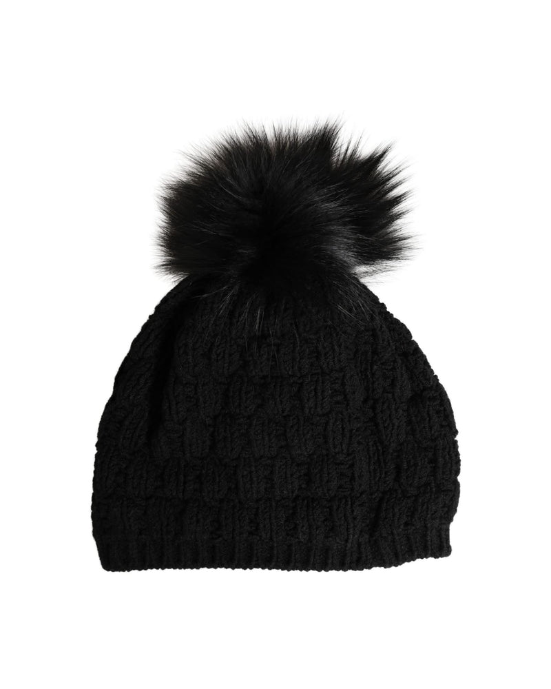 Dolce & Gabbana Black Acrylic Knitted Fur Winter Beanie Glam Steals
