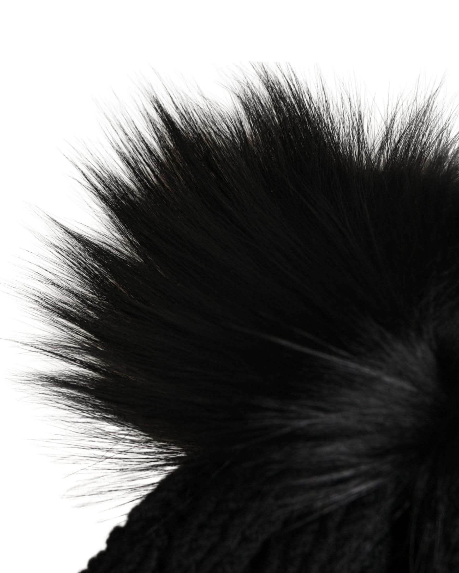 Dolce & Gabbana Black Acrylic Knitted Fur Winter Beanie 