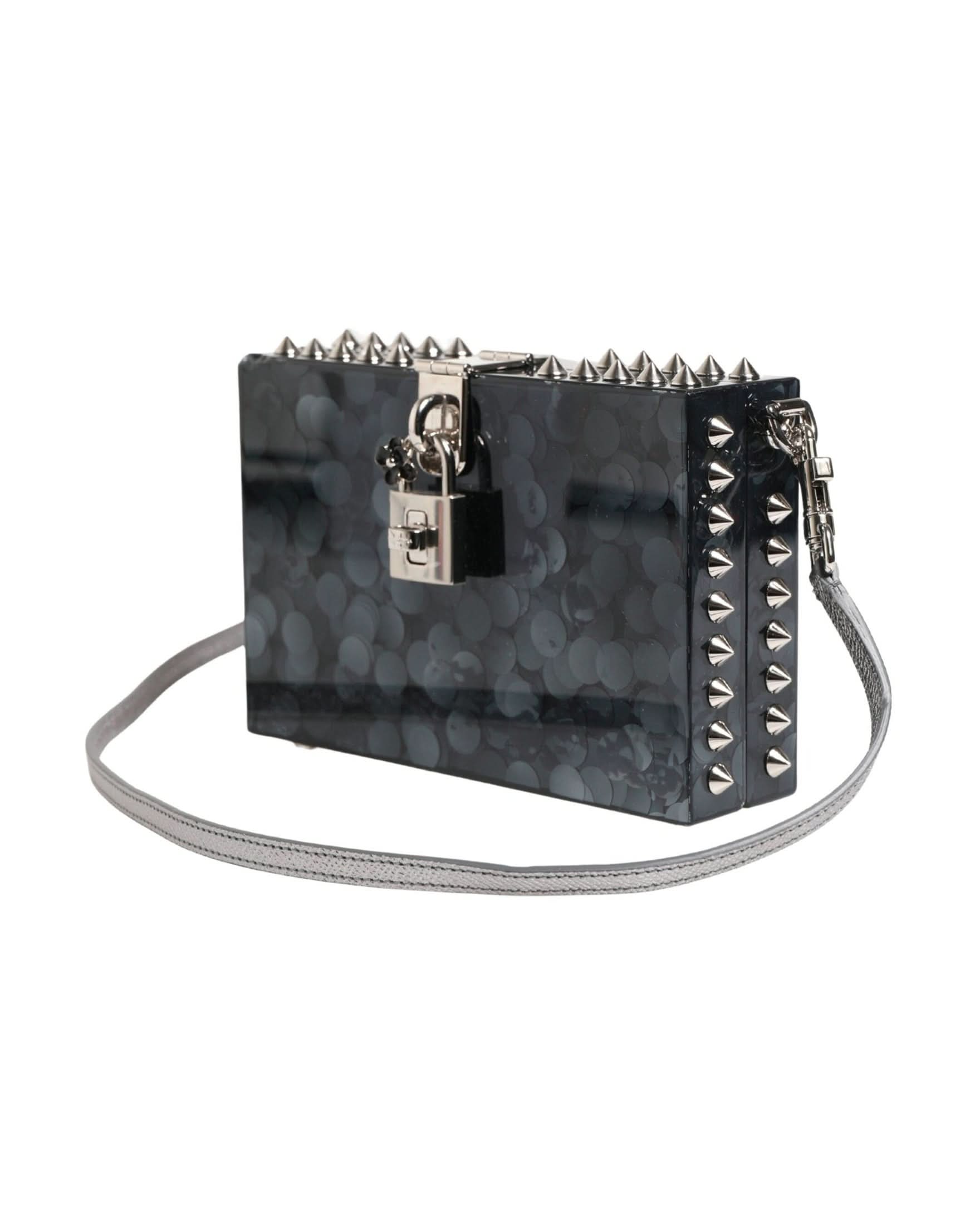 Dolce & Gabbana Black Acrylic Plexiglass Studded Clutch 