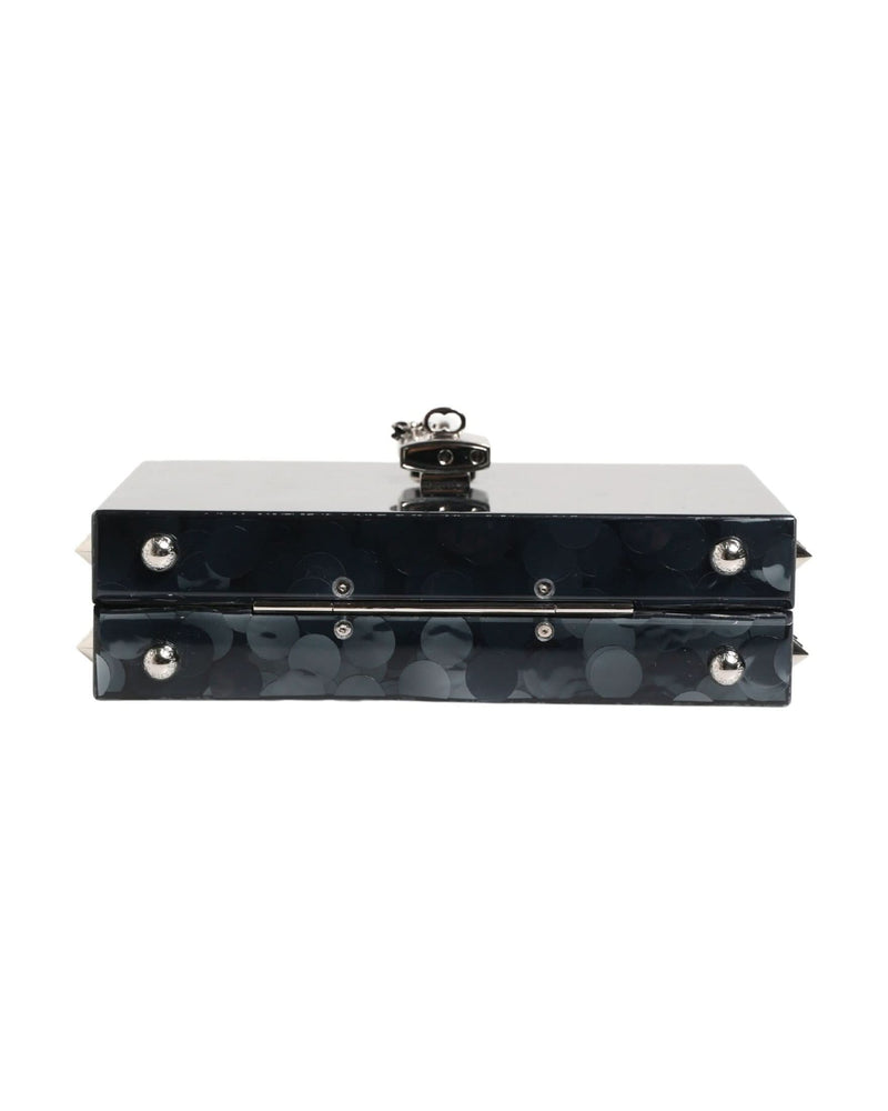 Dolce & Gabbana Black Acrylic Plexiglass Studded Clutch 