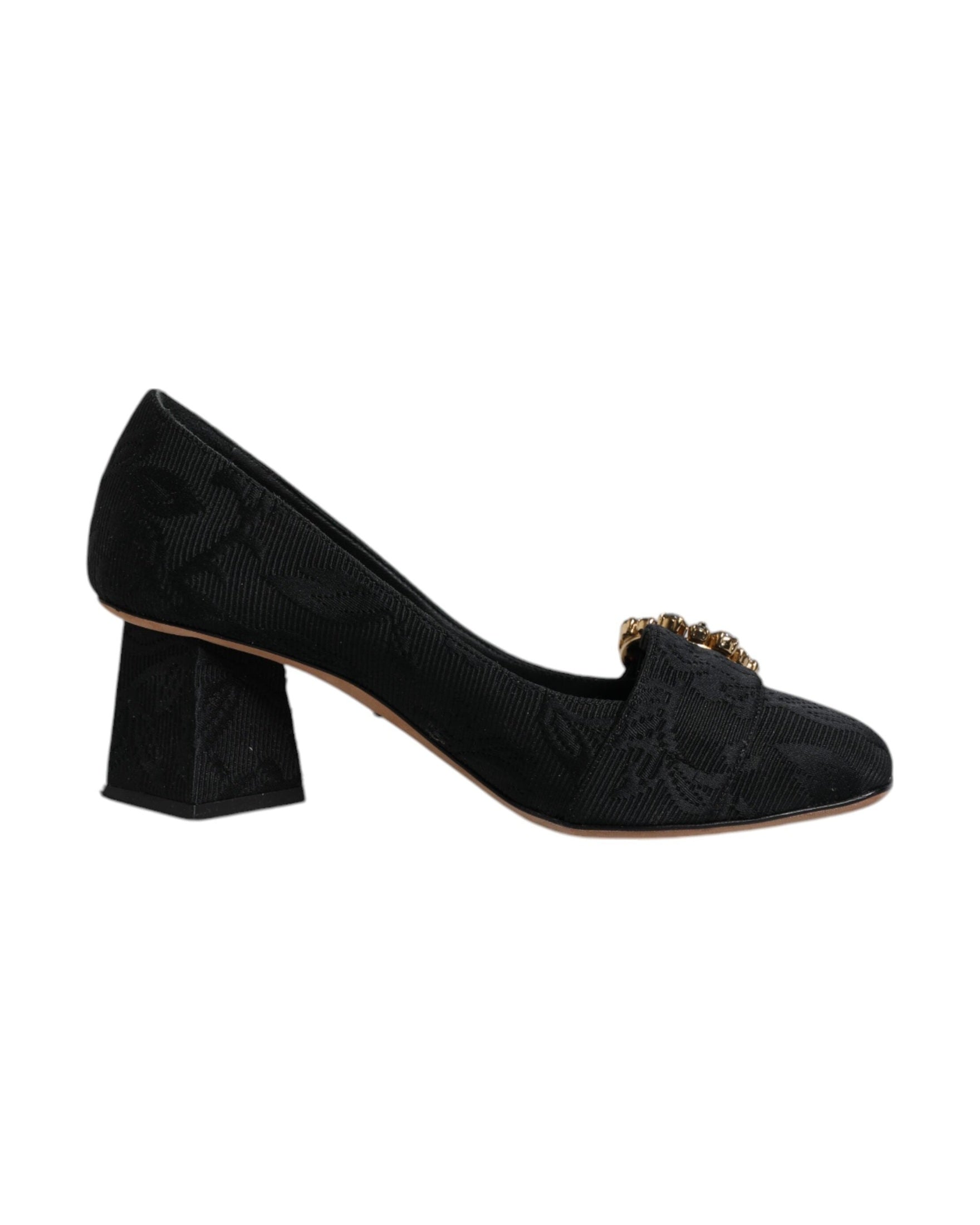 Dolce & Gabbana Black Brocade Crystals Heels Pumps Shoes Glam Steals