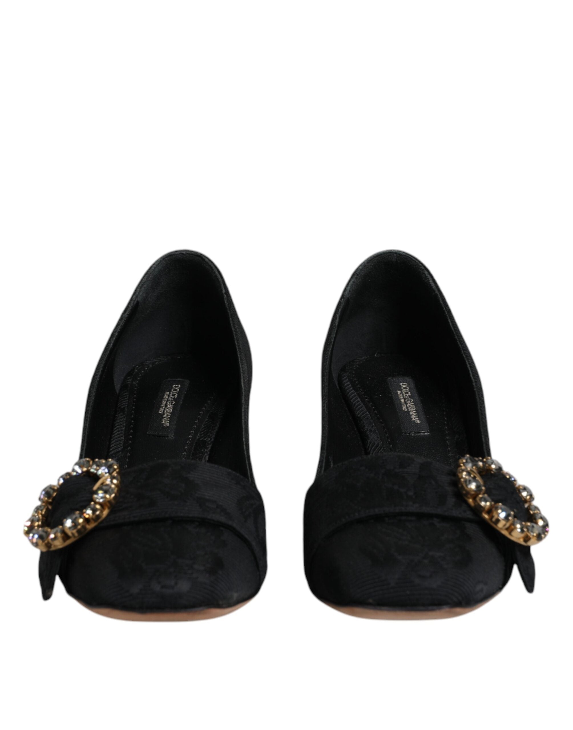 Dolce & Gabbana Black Brocade Crystals Heels Pumps Shoes Glam Steals