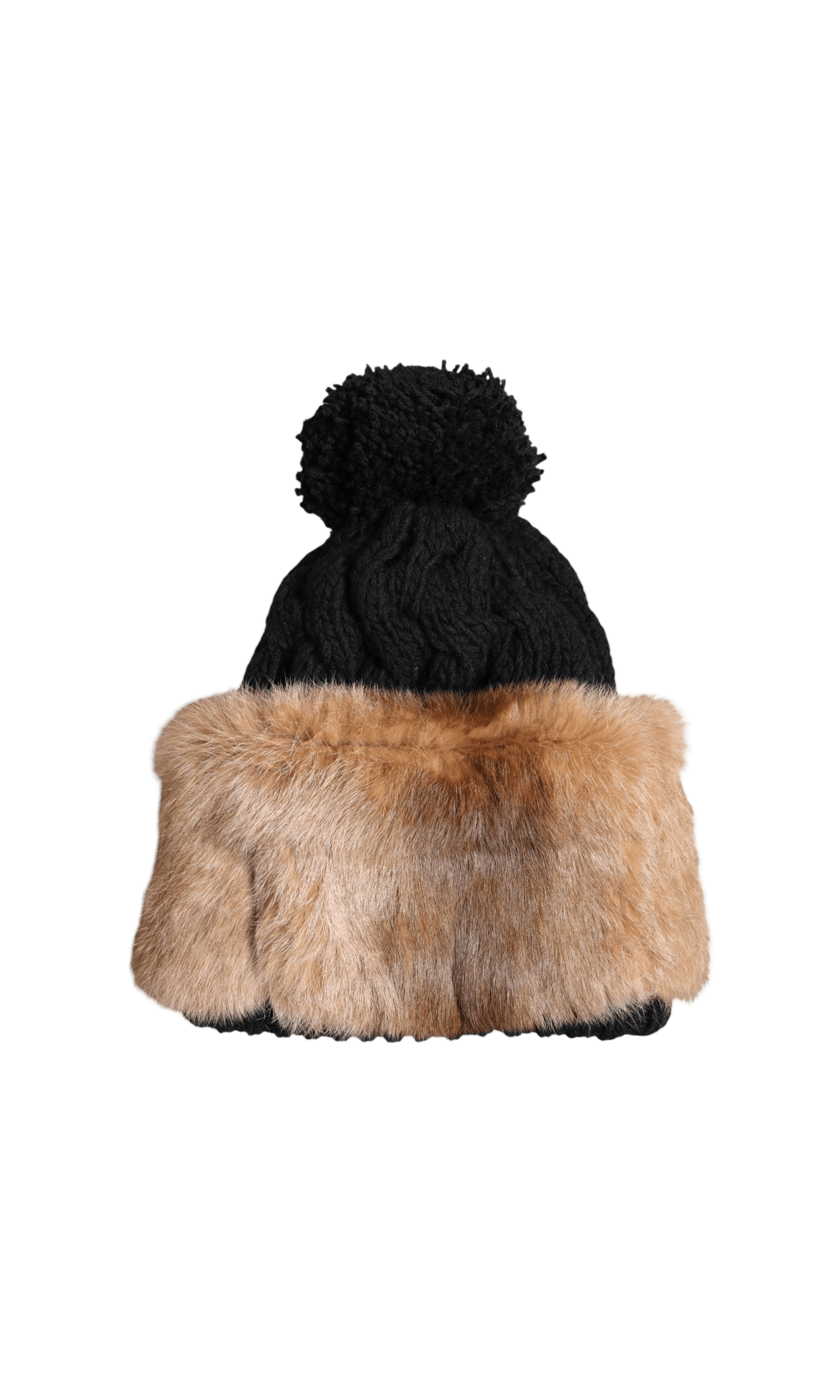 Dolce & Gabbana Black Brown Dyed Rabbit Real Fur Winter Beanie Hat Glam Steals
